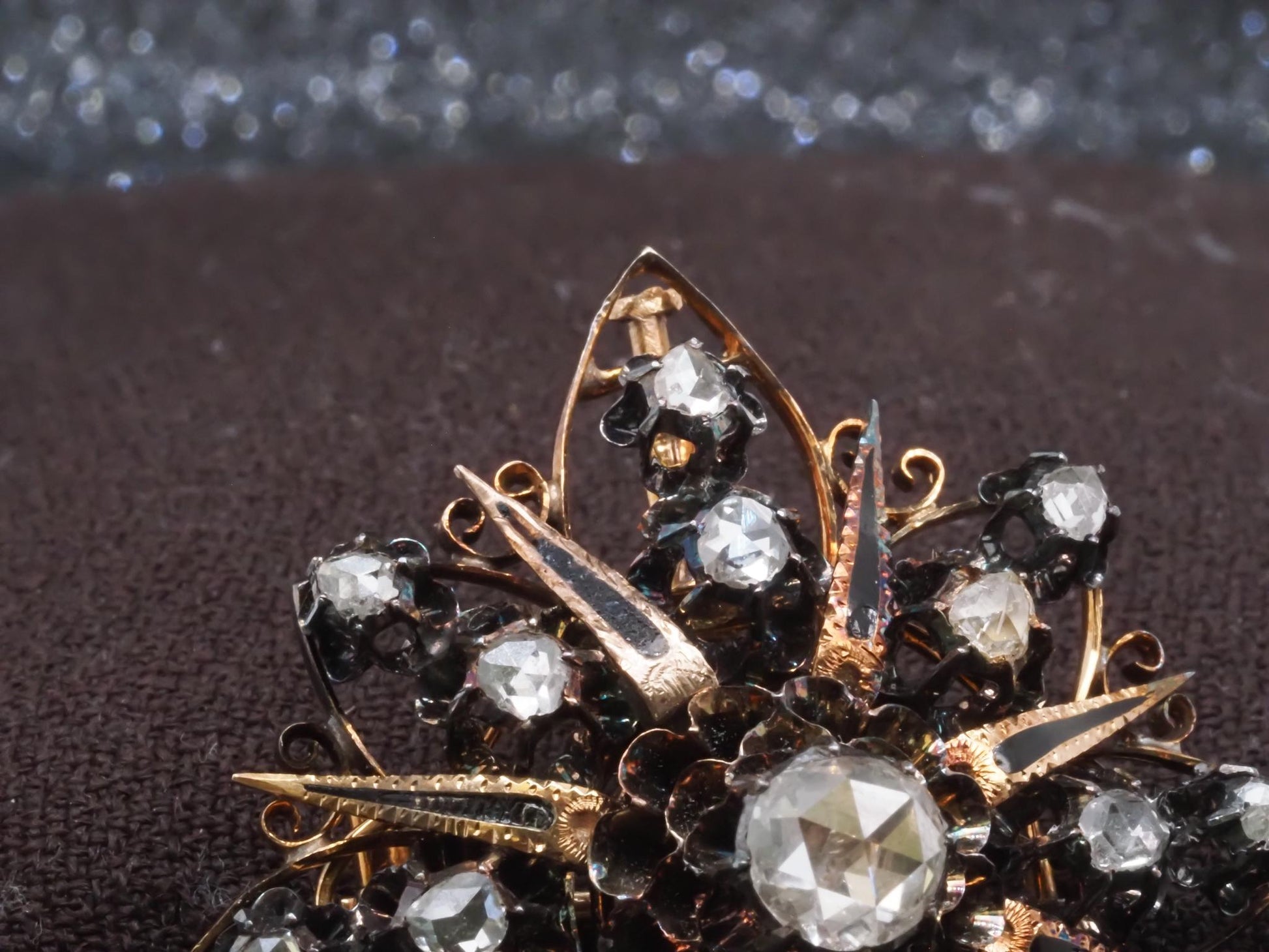 Estate Victorian 14K Yellow Gold Convertible Rose Cut Diamond Pendant & Brooch