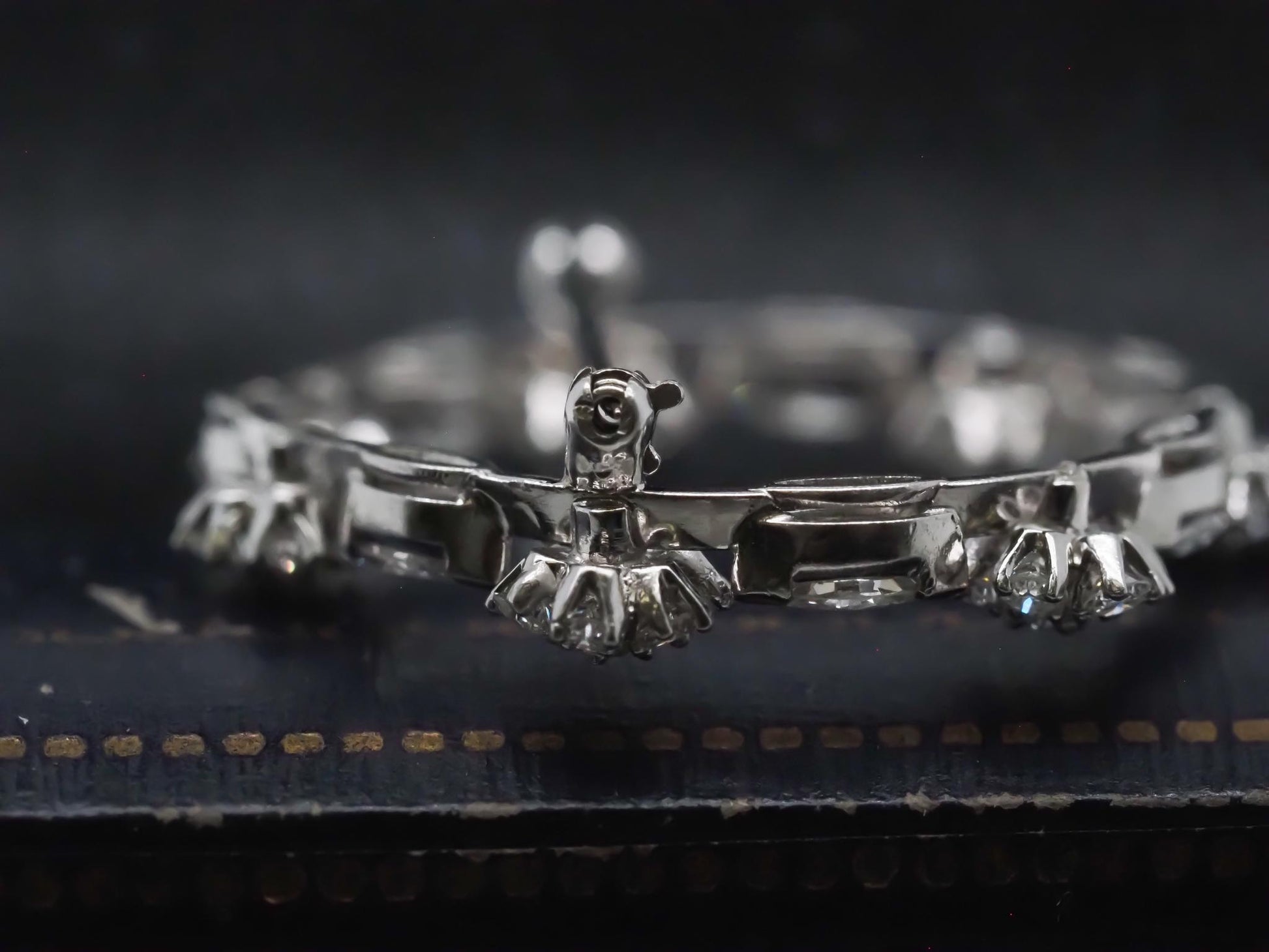 Estate Platinum Marquise and Round Diamond Circle Brooch - VHK#376a