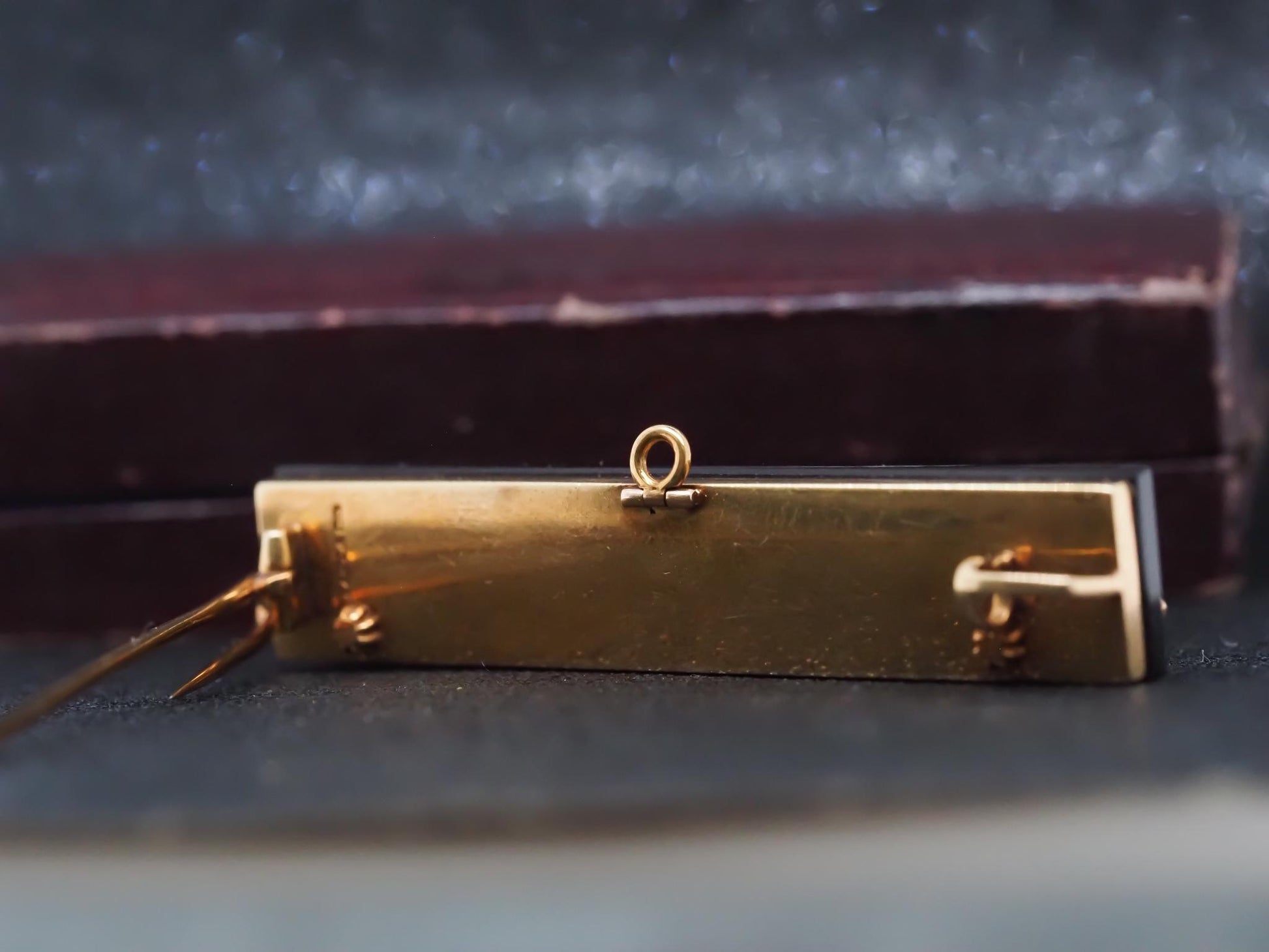 Estate 1900s Tiffany & Co. 18K Yellow Gold Old Mine Diamond and Onyx Brooch