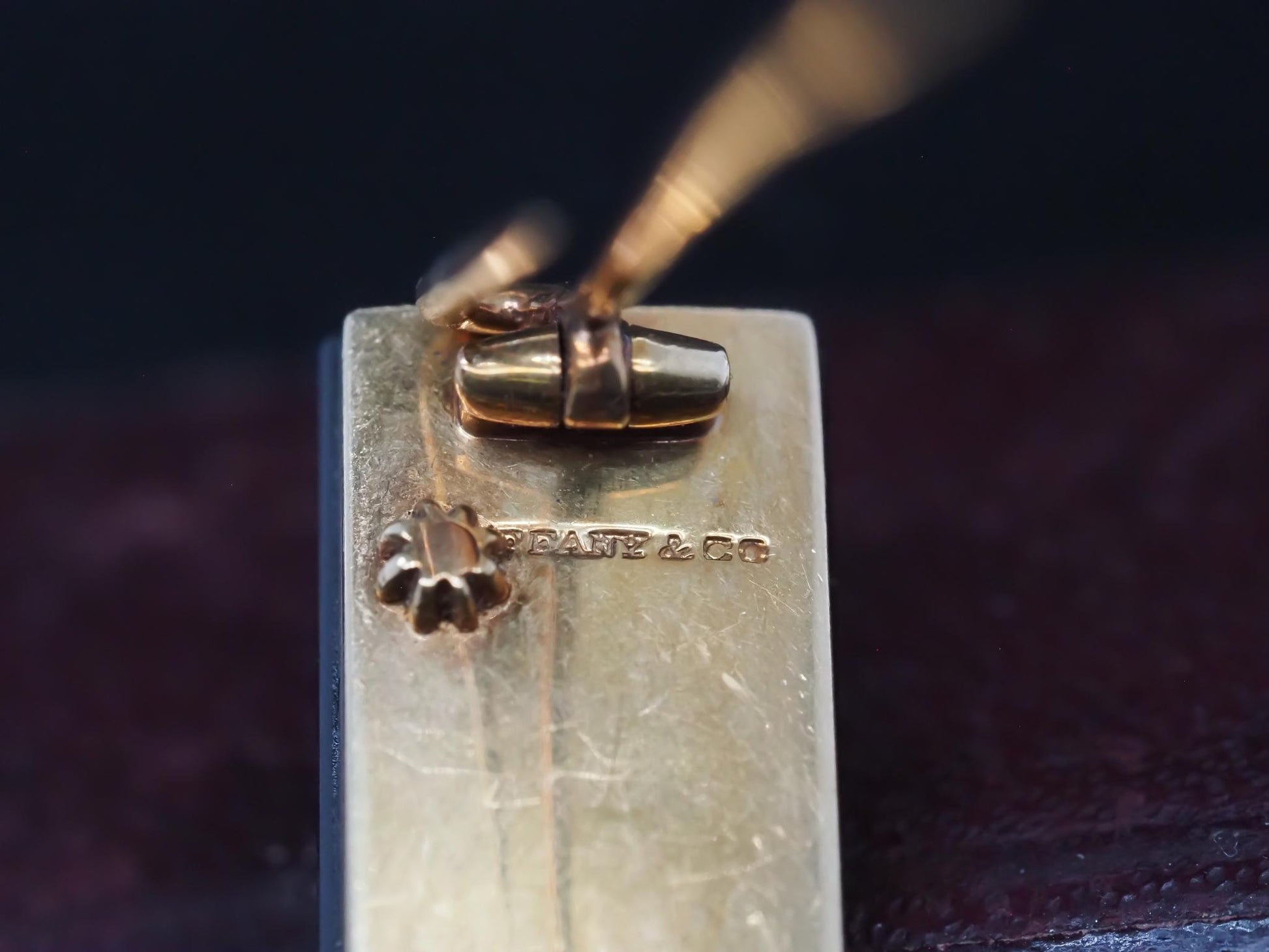 Estate 1900s Tiffany & Co. 18K Yellow Gold Old Mine Diamond and Onyx Brooch