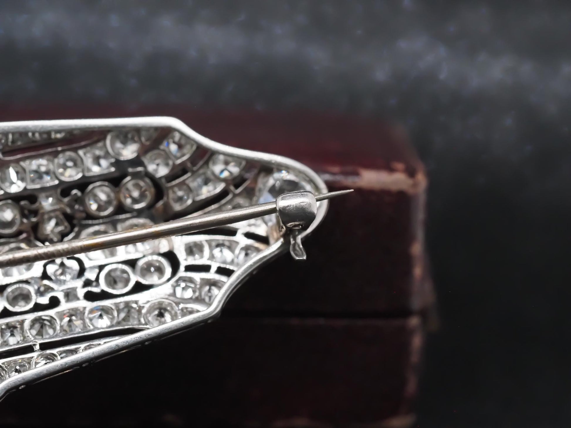 Estate Art Deco Platinum Ornate Old European Diamond Brooch - VHK#354a