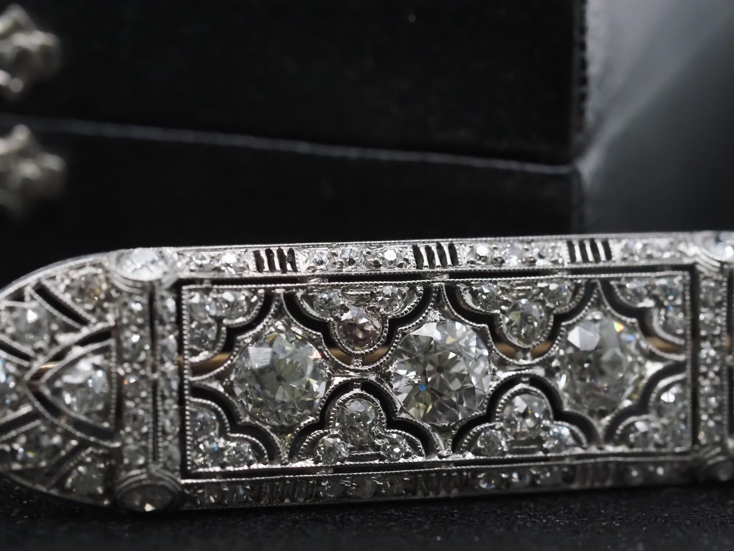 Estate Art Deco Platinum Old European Diamond Intricate Brooch - VHK#229a