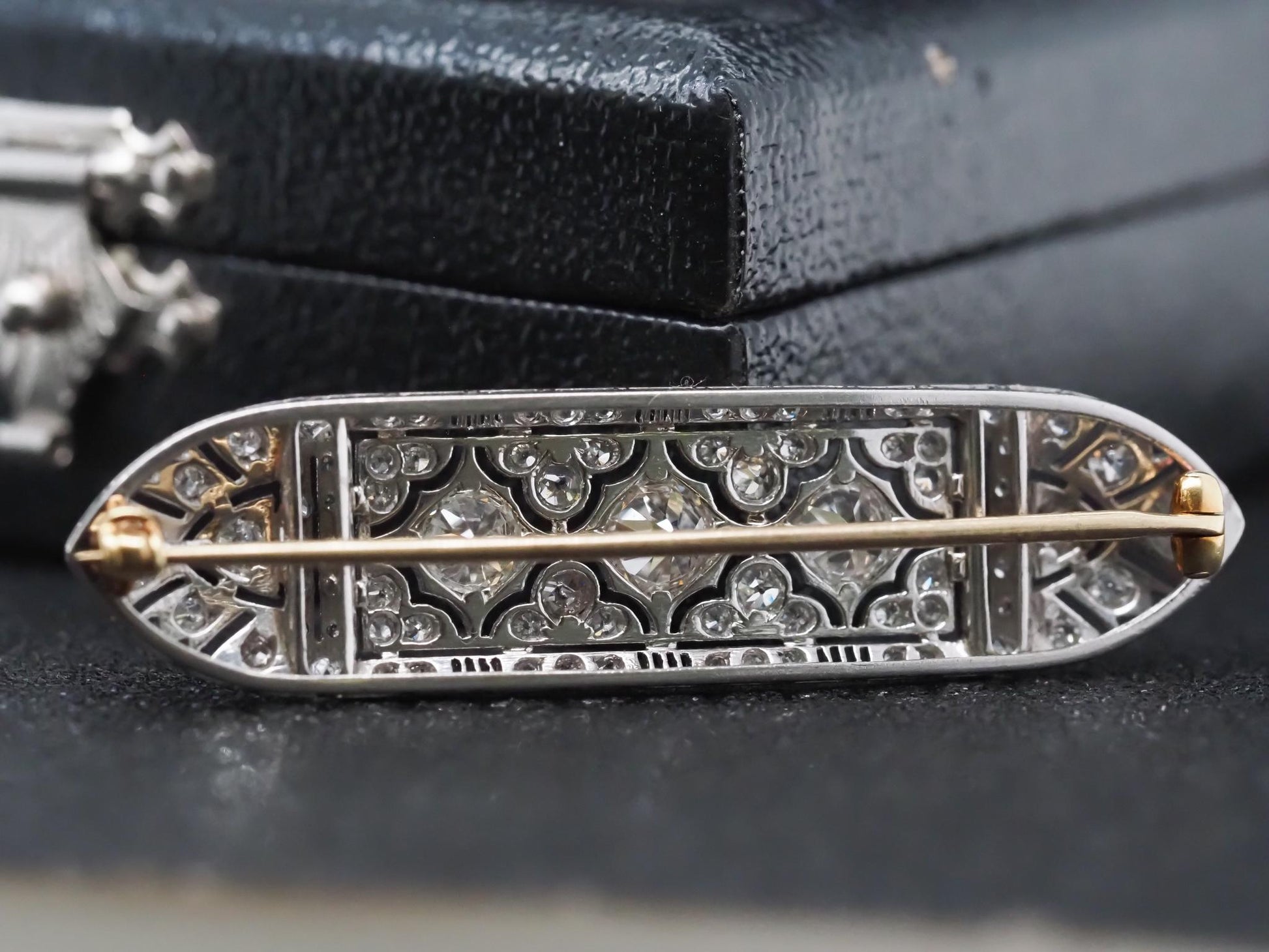 Estate Art Deco Platinum Old European Diamond Intricate Brooch - VHK#229a