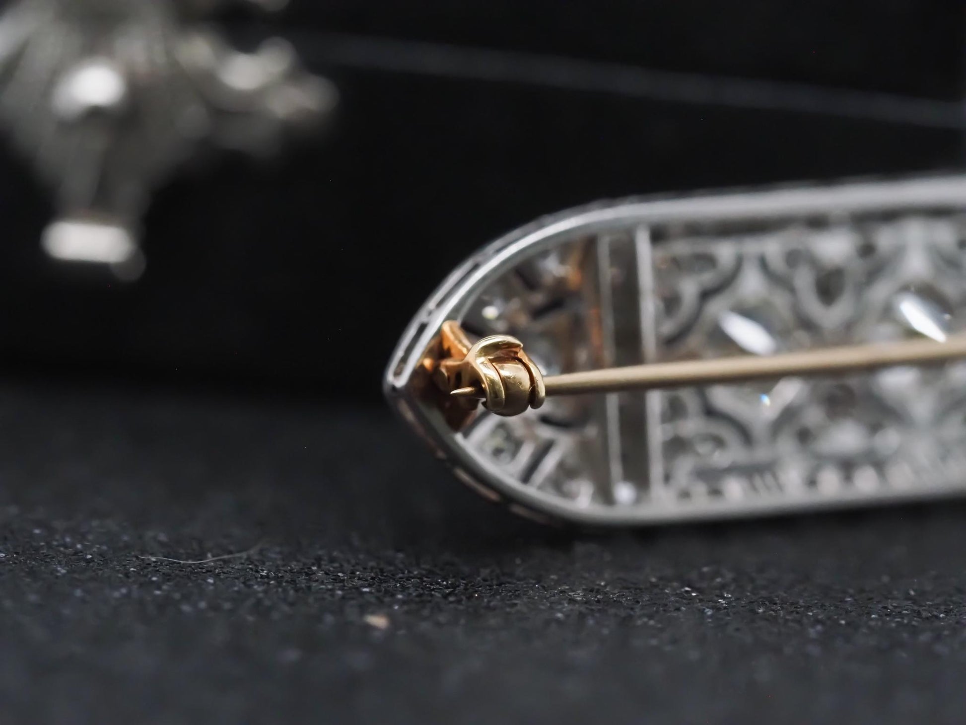 Estate Art Deco Platinum Old European Diamond Intricate Brooch - VHK#229a