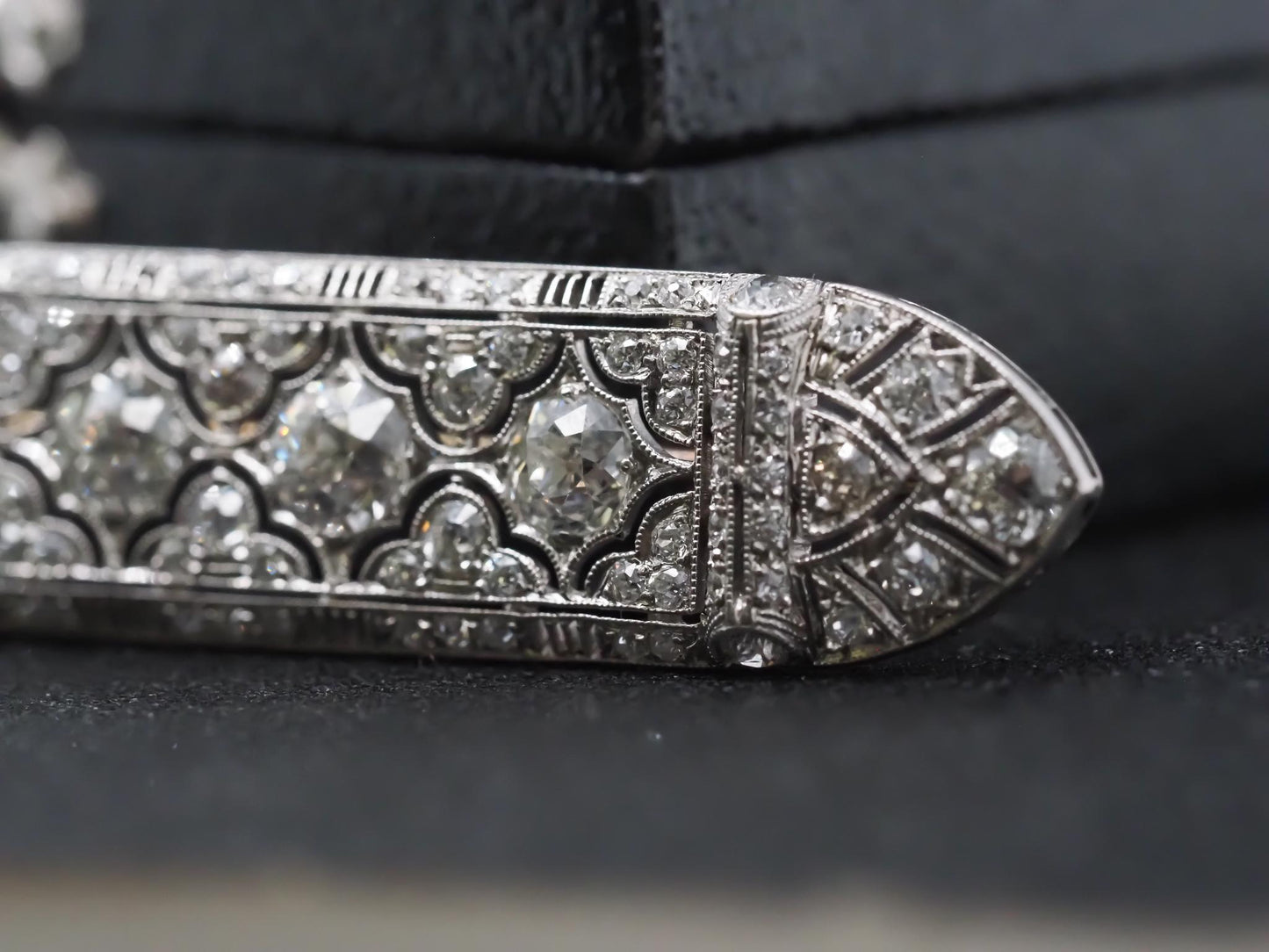 Estate Art Deco Platinum Old European Diamond Intricate Brooch - VHK#229a