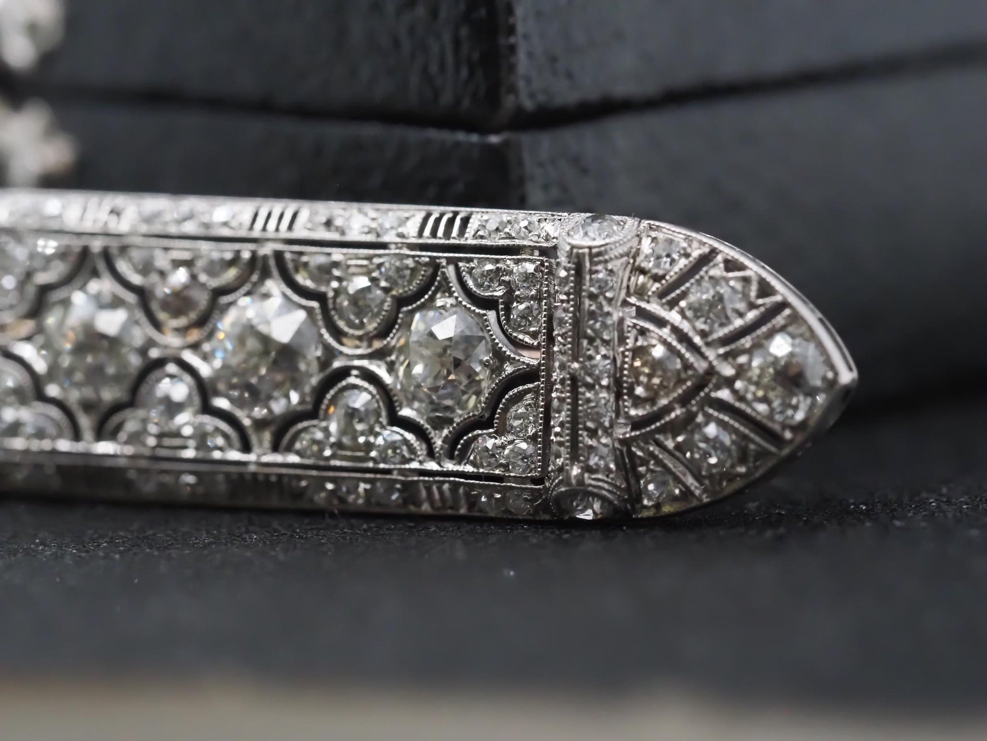 Estate Art Deco Platinum Old European Diamond Intricate Brooch - VHK#229a