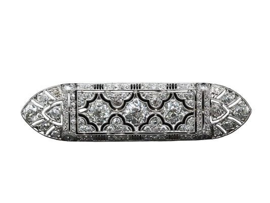 Estate Art Deco Platinum Old European Diamond Intricate Brooch - VHK#229a