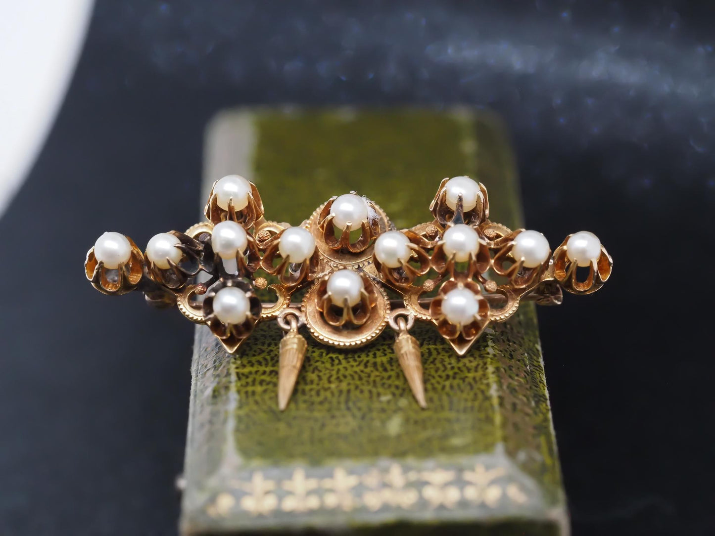 Estate Victorian 14K Yellow Gold Pearl Brooch - VHK#421a