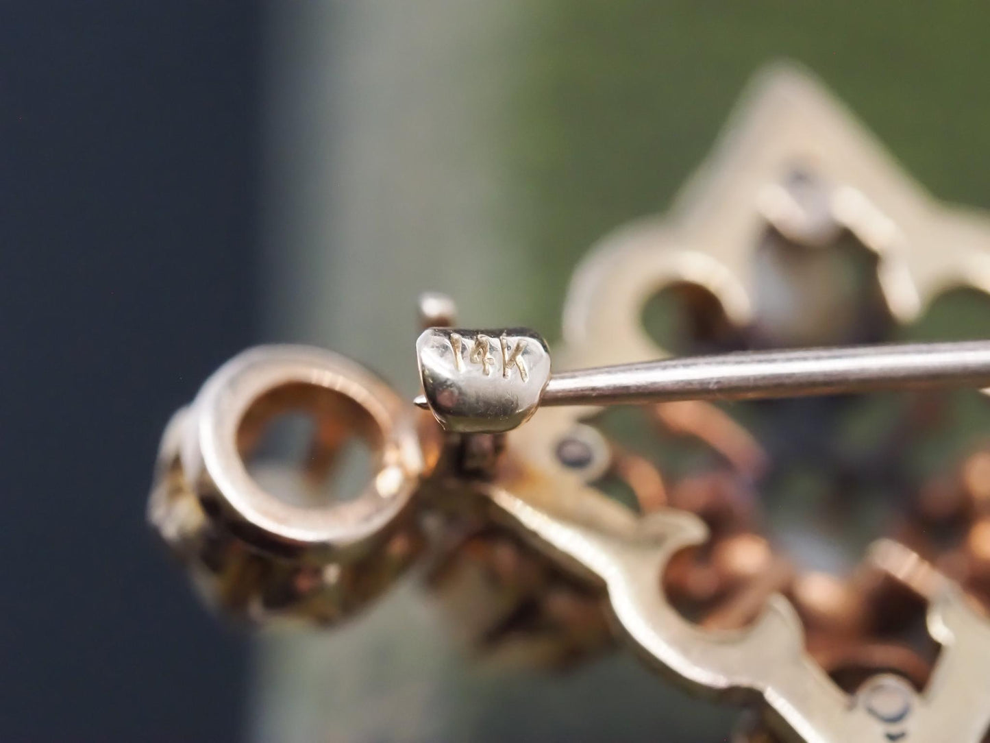 Estate Victorian 14K Yellow Gold Pearl Brooch - VHK#421a