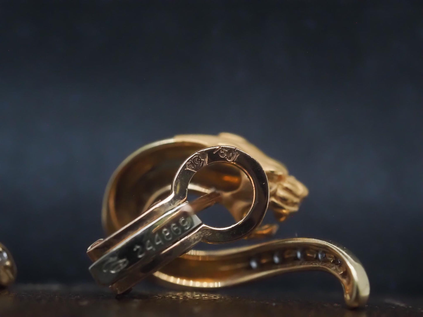 Carrera Y Carrera 18K Yellow Gold Panther Diamond Earrings - VHK#933a