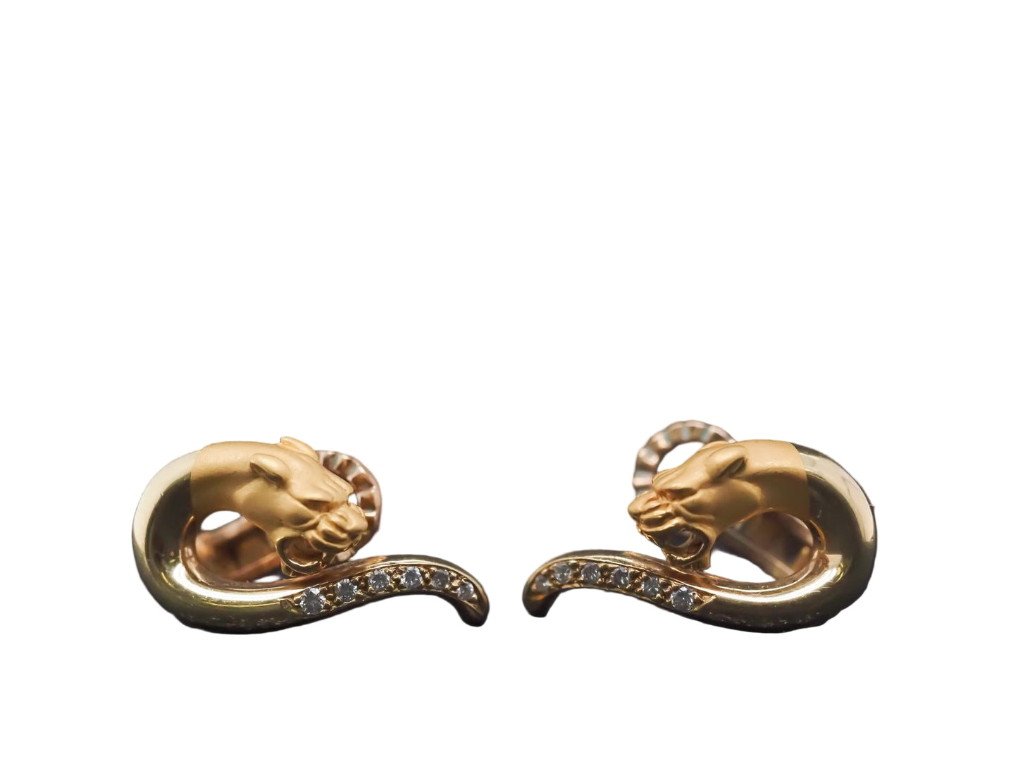 Carrera Y Carrera 18K Yellow Gold Panther Diamond Earrings - VHK#933a