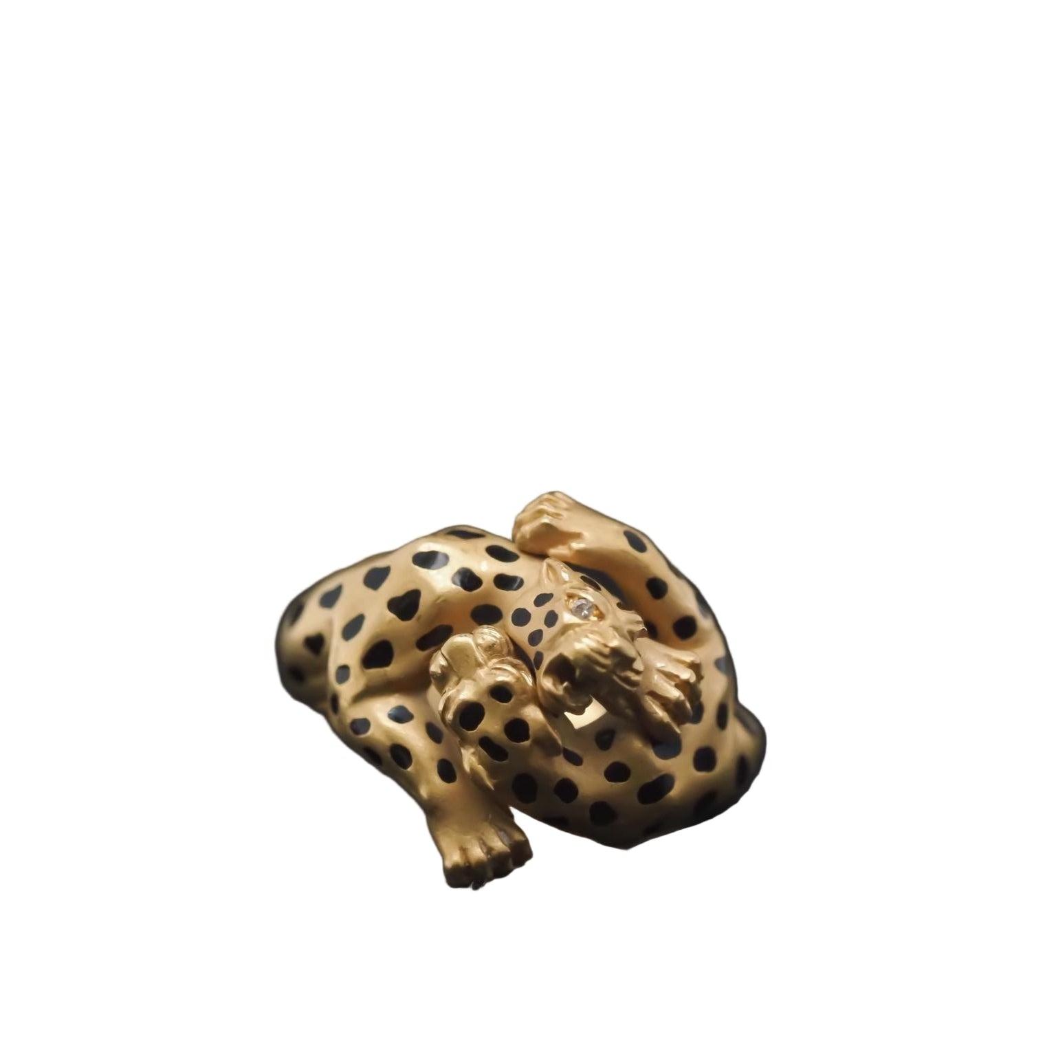 Estate Carrera Y Carrera Two Leopard 18K Yellow Gold Diamond Ring - VHK#943a