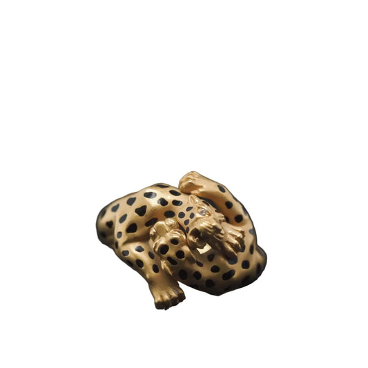 Estate Carrera Y Carrera Two Leopard 18K Yellow Gold Diamond Ring - VHK#943a