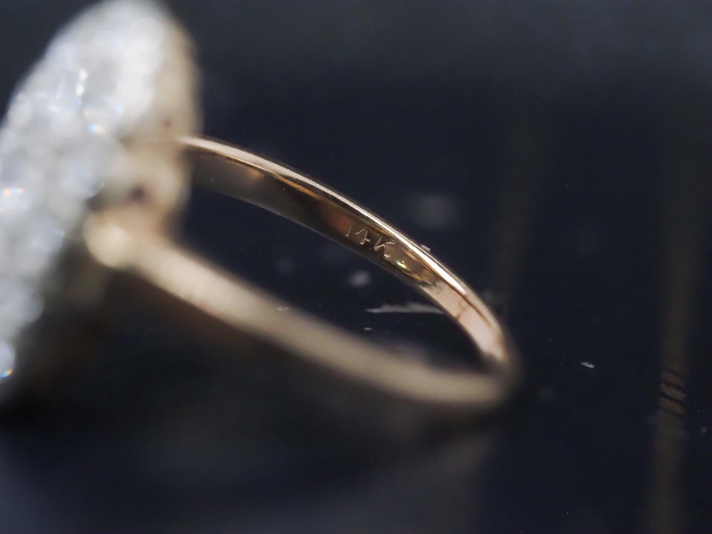 Estate Vintage 14K Yellow Gold Diamond Navette Ring - VHK#853a