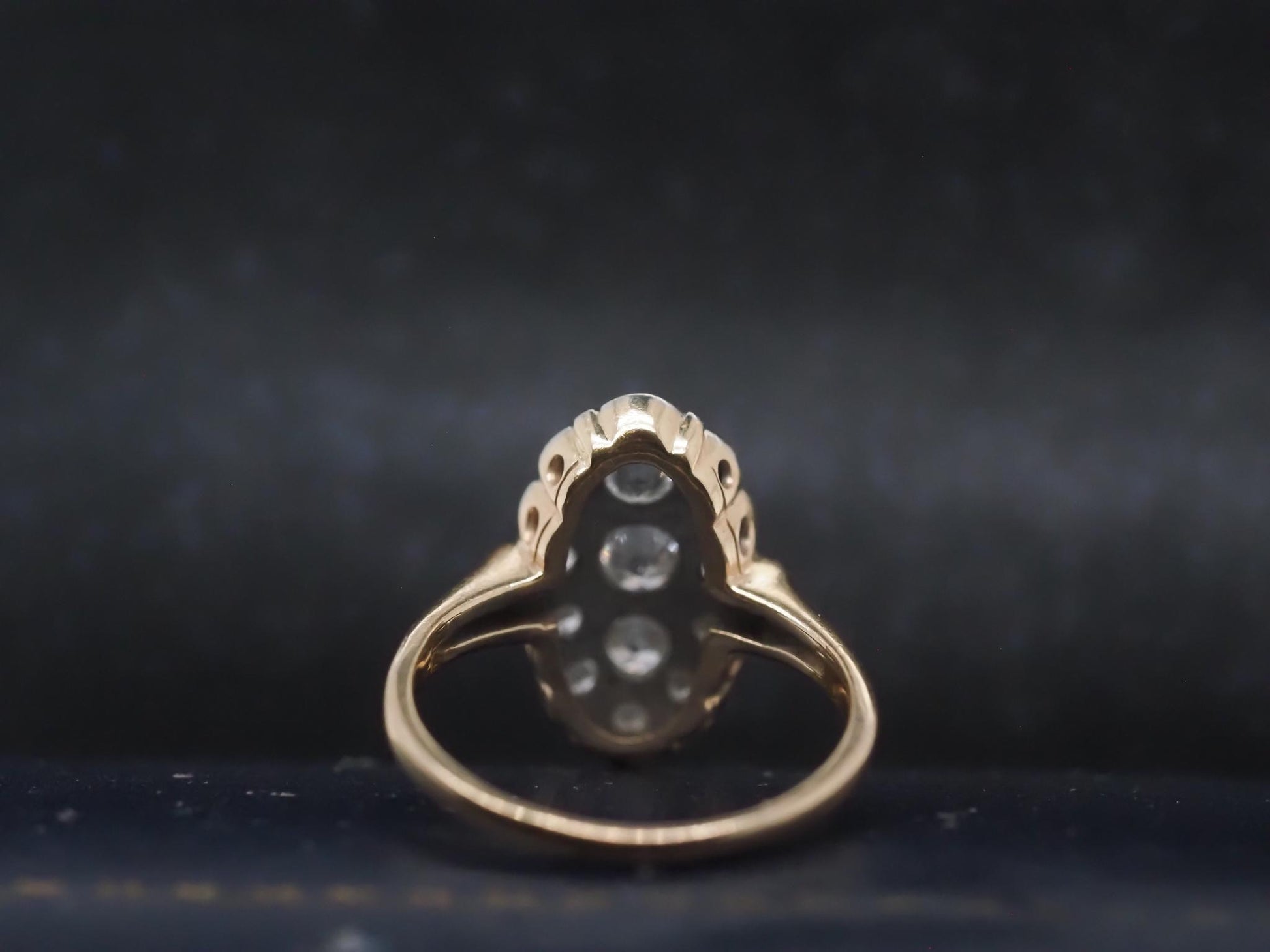 Estate Vintage 14K Yellow Gold Diamond Navette Ring - VHK#853a