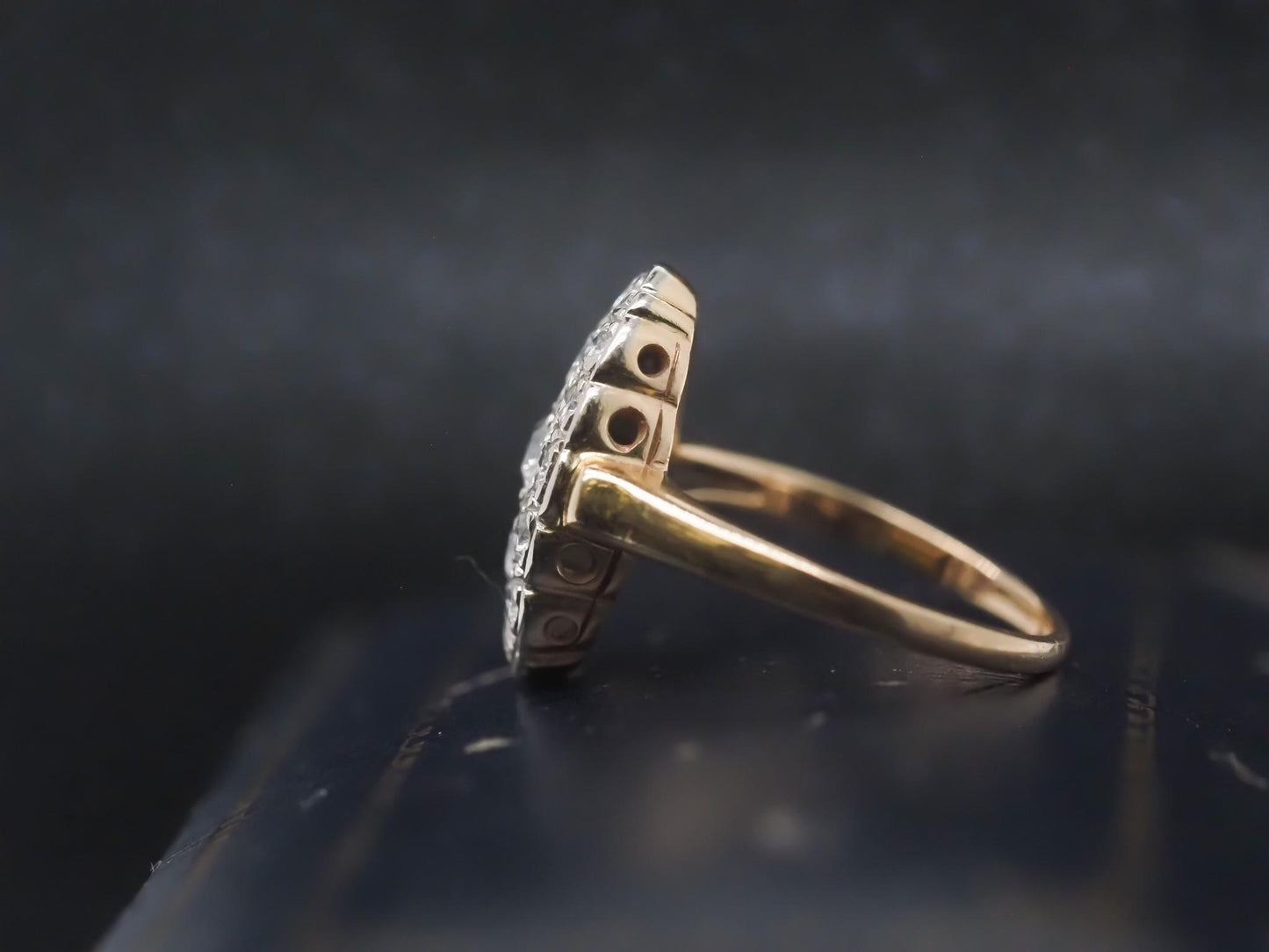 Estate Vintage 14K Yellow Gold Diamond Navette Ring - VHK#853a