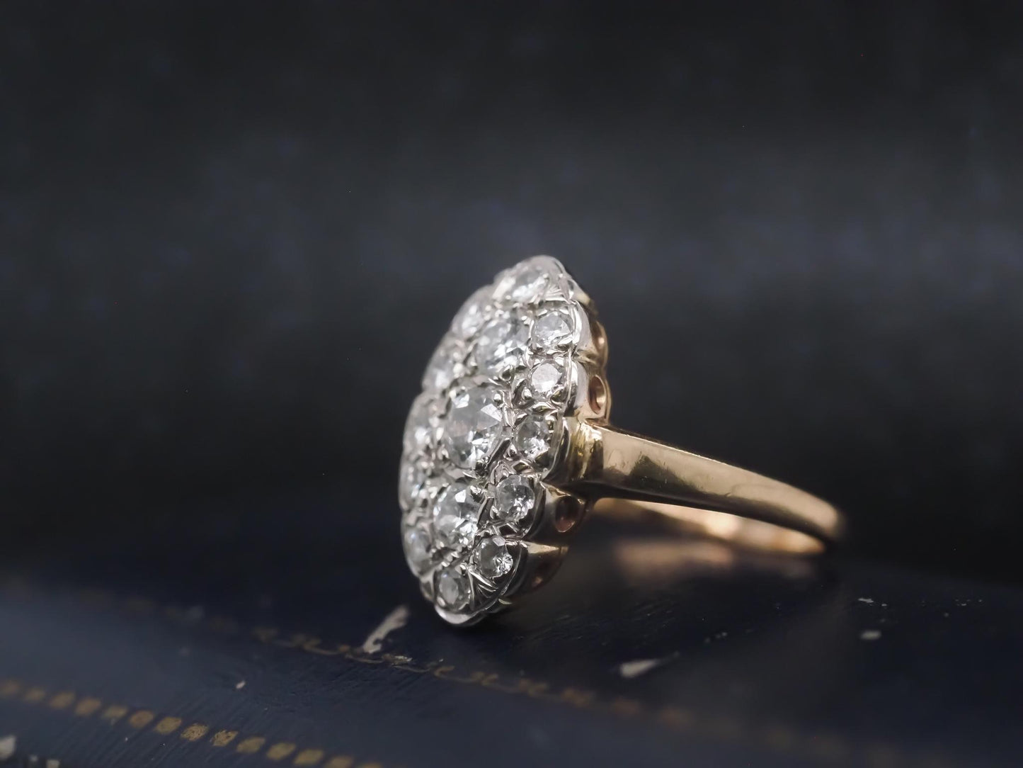 Estate Vintage 14K Yellow Gold Diamond Navette Ring - VHK#853a