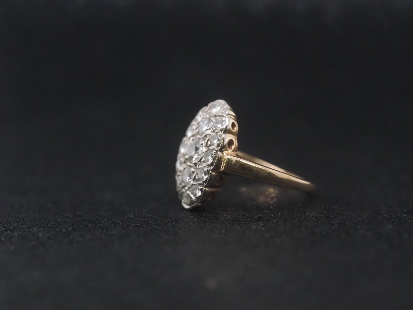 Estate Vintage 14K Yellow Gold Diamond Navette Ring - VHK#853a