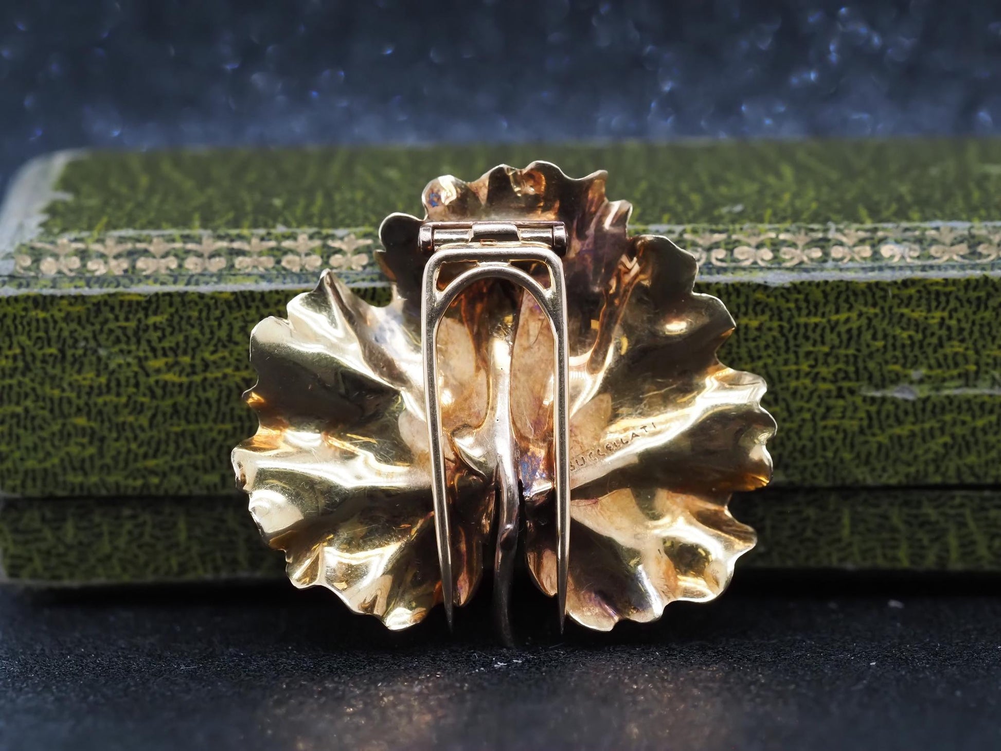 Estate 18K Yellow Gold Buccellati Leaf Brooch and Pin - VHK#243b