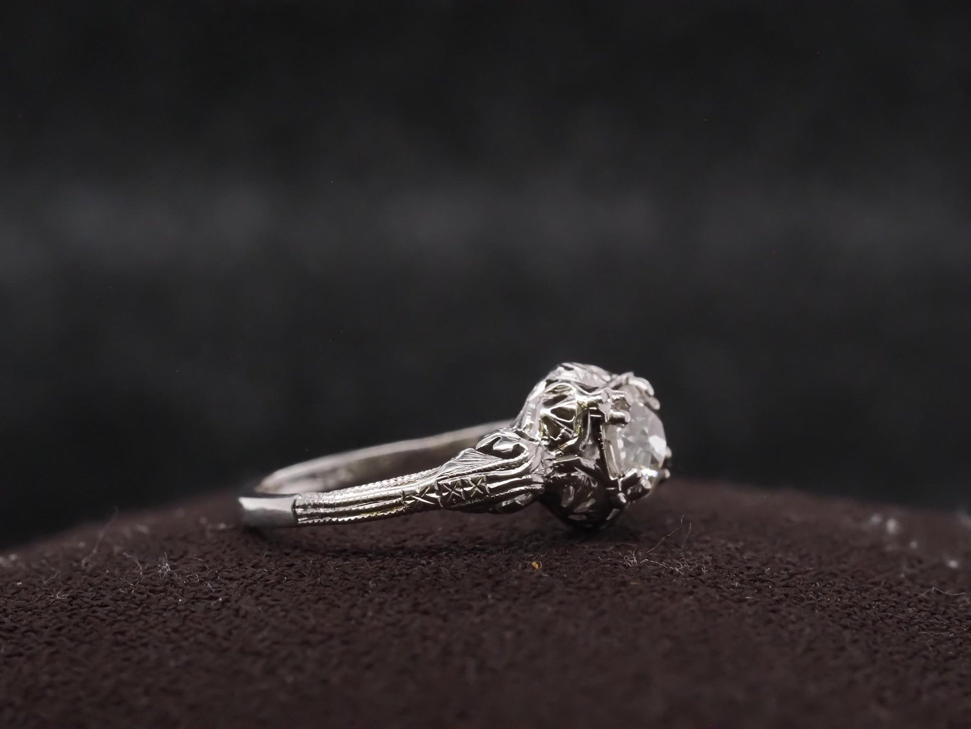 Estate Art Deco .80ct Old European Diamond 14K Gold Engagement Ring - VHK#712C