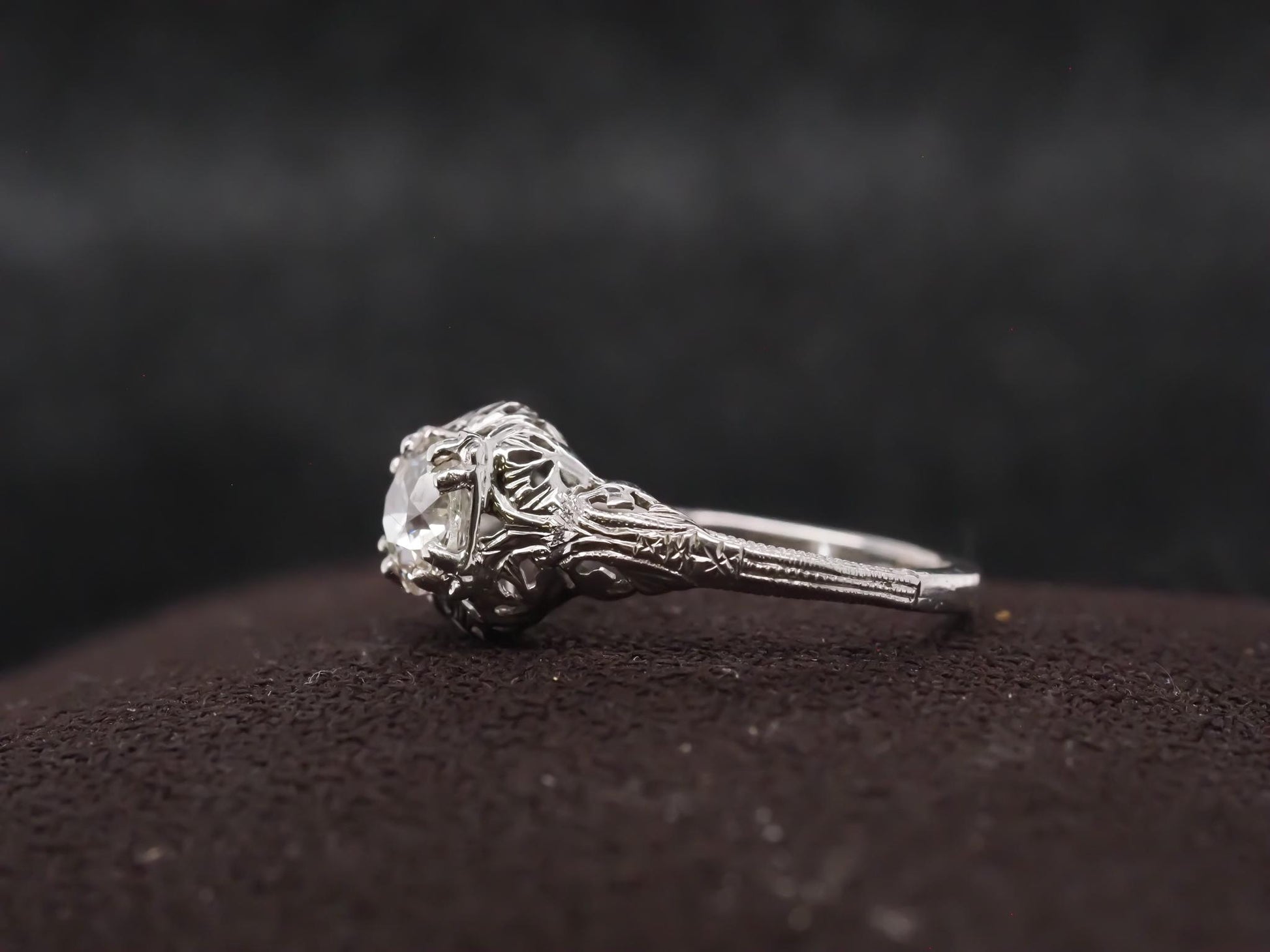 Estate Art Deco .80ct Old European Diamond 14K Gold Engagement Ring - VHK#712C