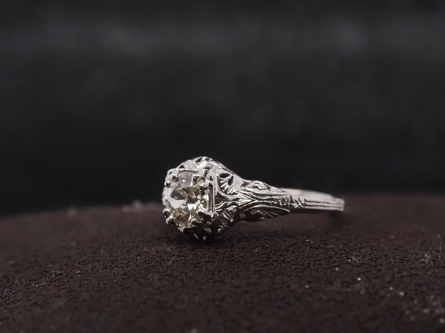 Estate Art Deco .80ct Old European Diamond 14K Gold Engagement Ring - VHK#712C