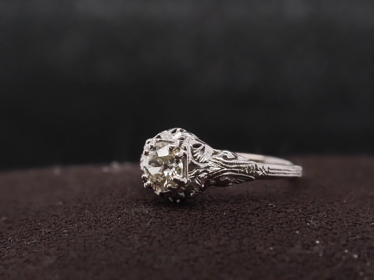 Estate Art Deco .80ct Old European Diamond 14K Gold Engagement Ring - VHK#712C