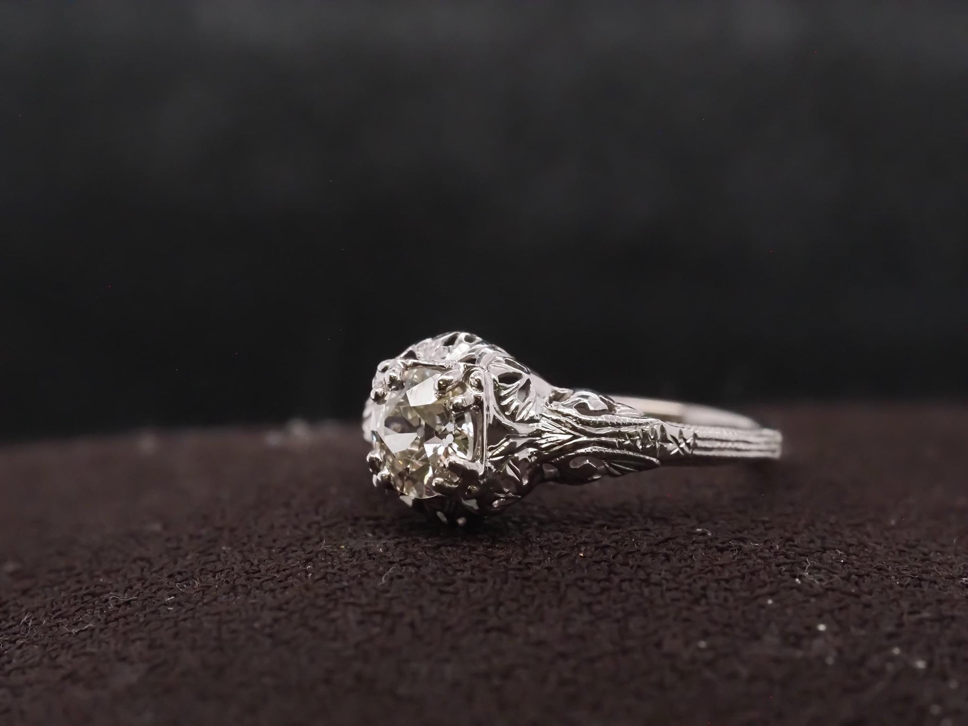 Estate Art Deco .80ct Old European Diamond 14K Gold Engagement Ring - VHK#712C