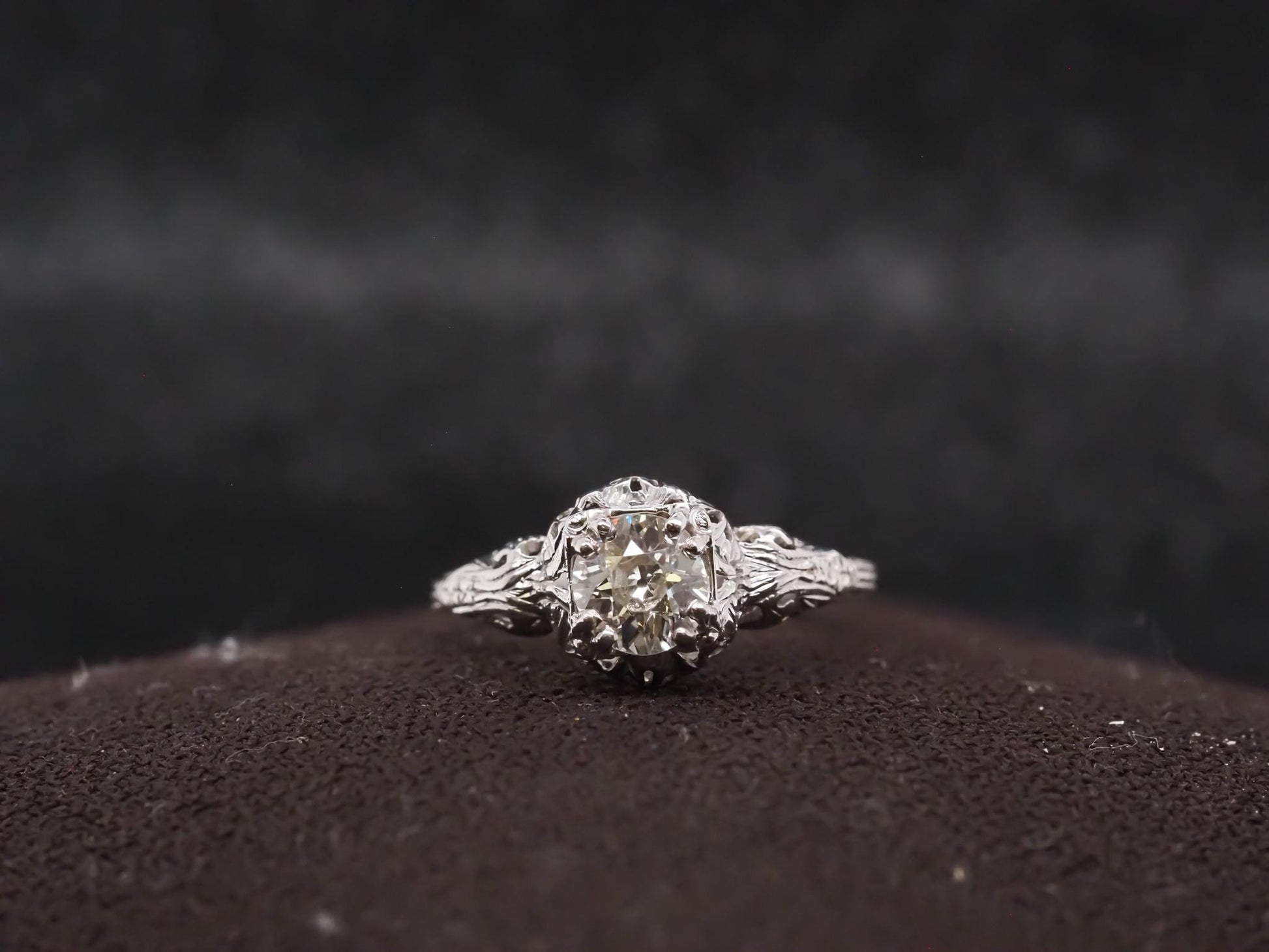 Estate Art Deco .80ct Old European Diamond 14K Gold Engagement Ring - VHK#712C