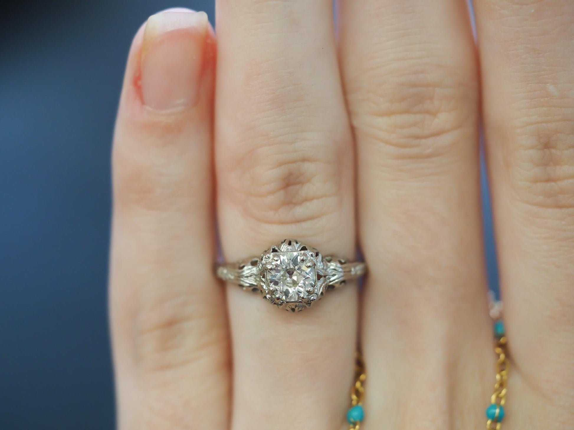 Estate Art Deco .80ct Old European Diamond 14K Gold Engagement Ring - VHK#712C