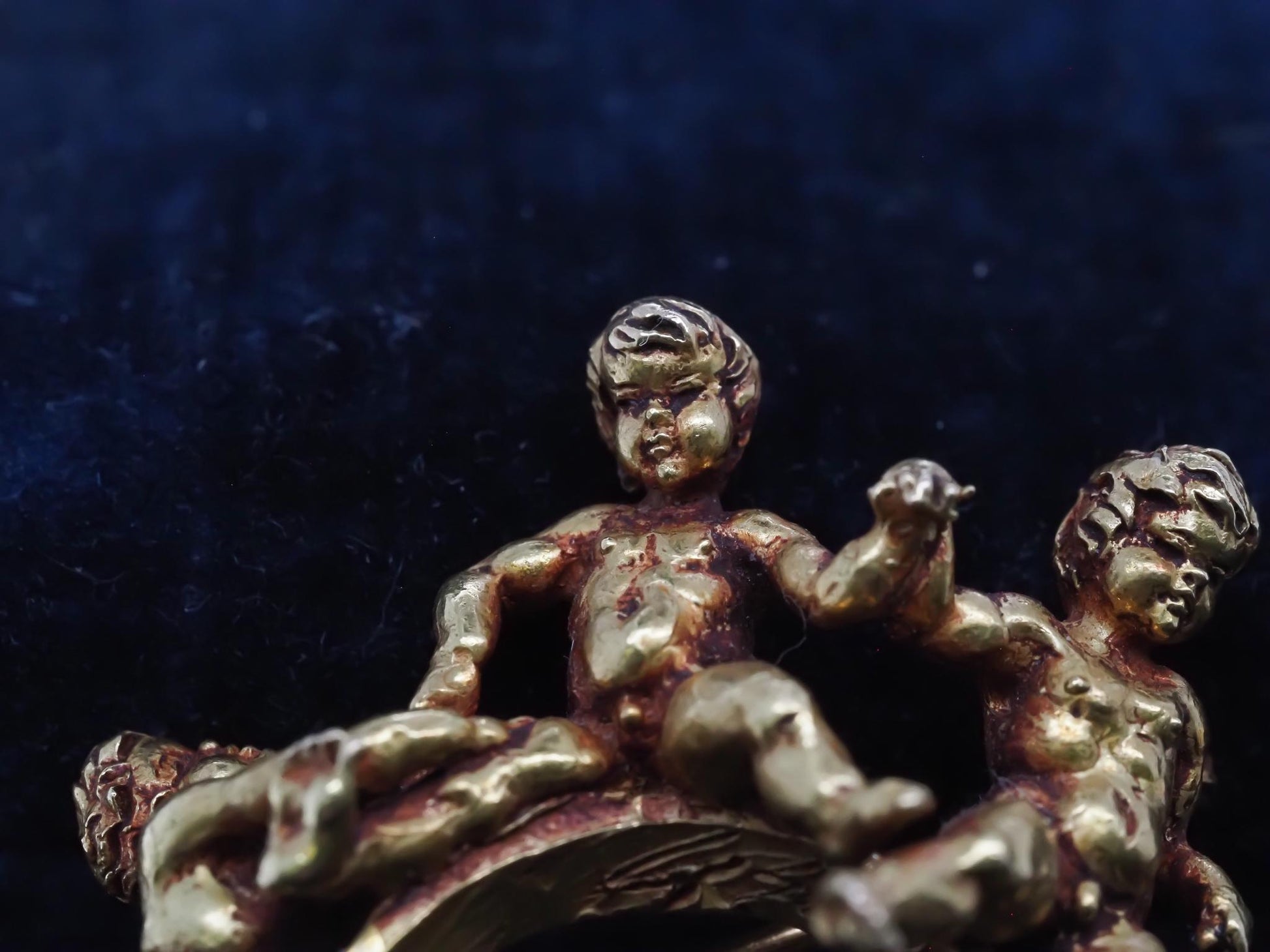 Estate 1920s 19K Yellow Gold Cherub Brooch with Signature - VHK#538b