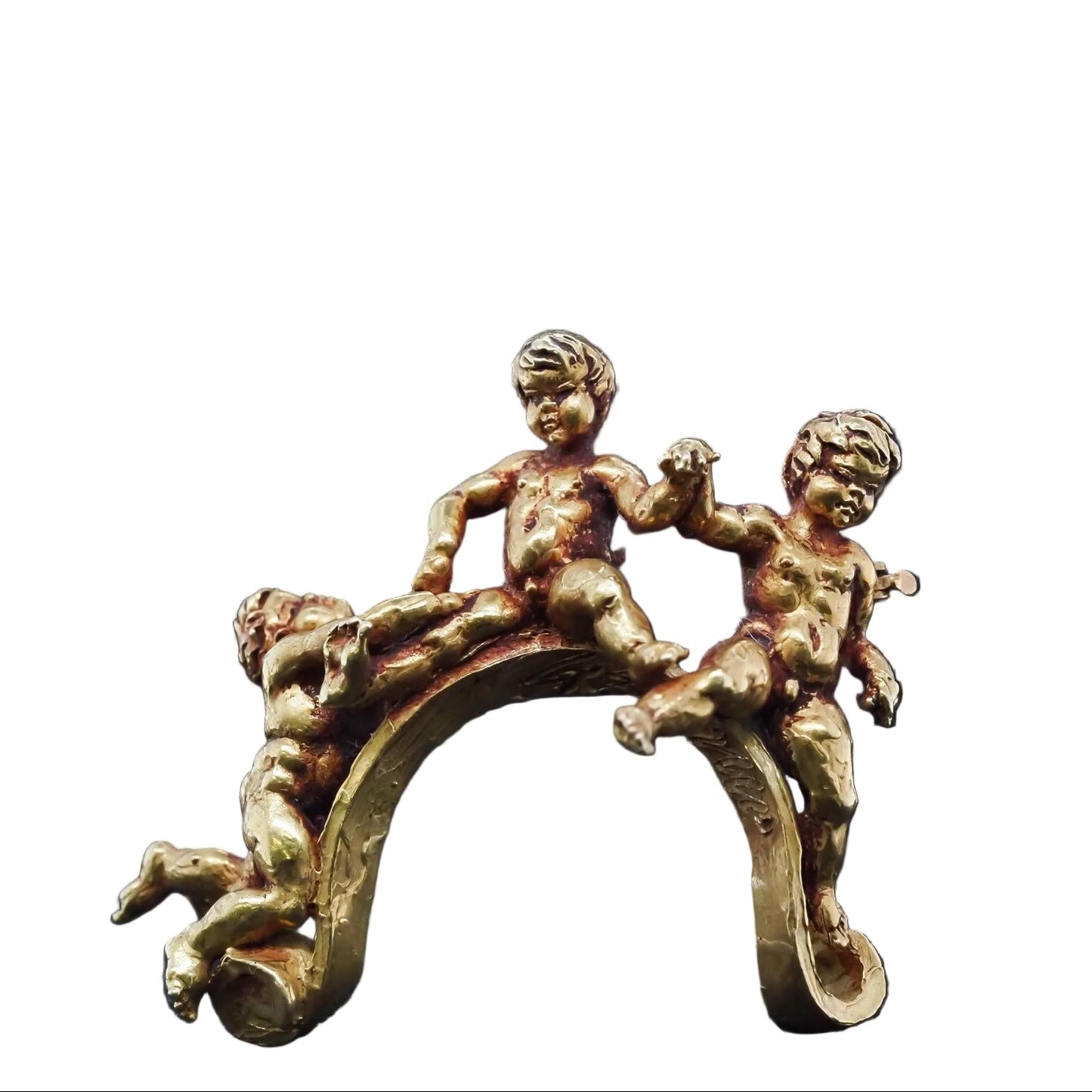 Estate 1920s 19K Yellow Gold Cherub Brooch with Signature - VHK#538b