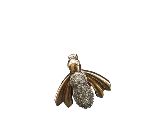 Vintage 14K Yellow Gold Diamond Fly Bug Brooch - VHK#783a