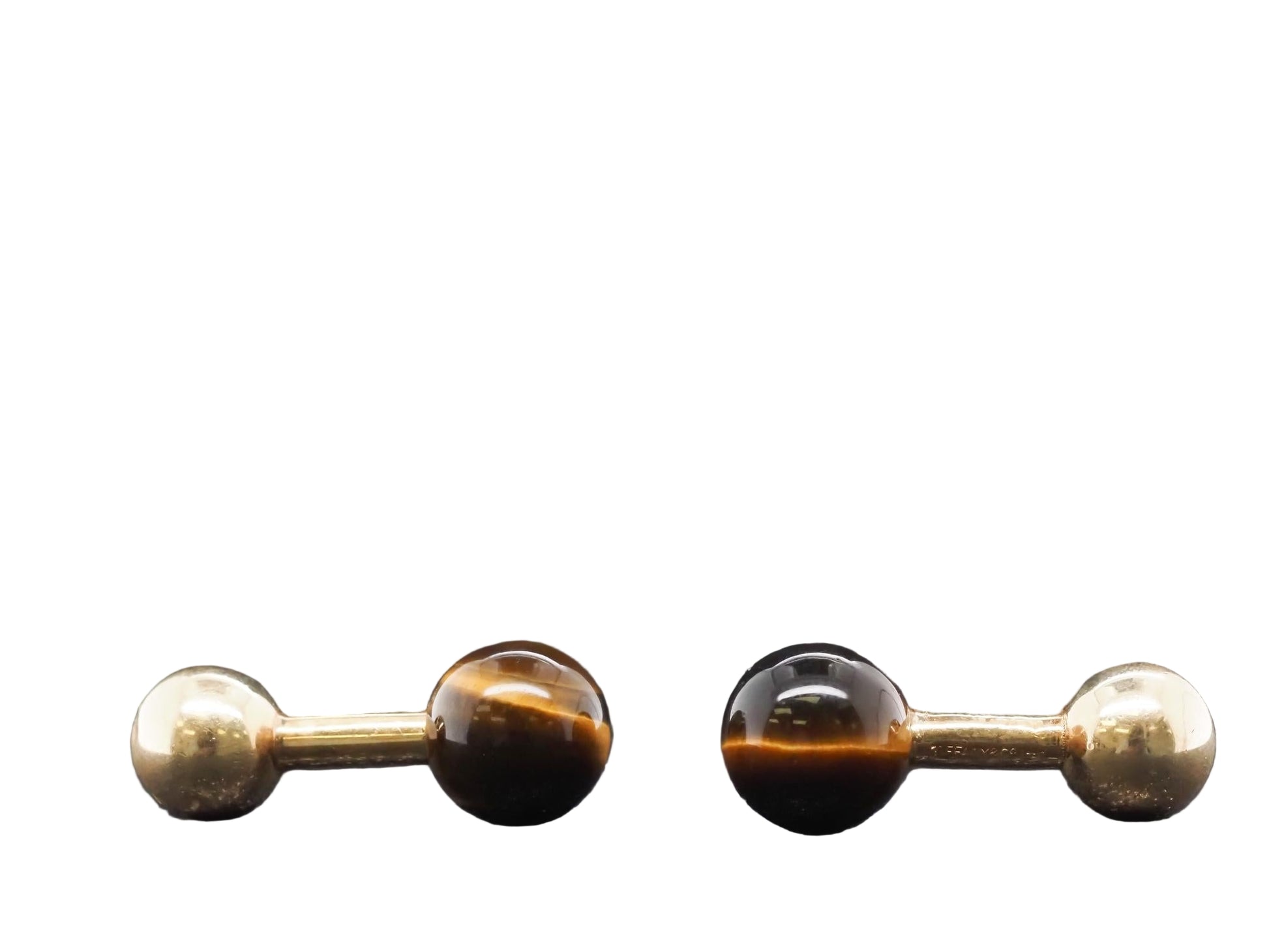 Estate 1970s Tiffany & Co. 14K Gold Tigers Eye Cufflinks - VHK#478a