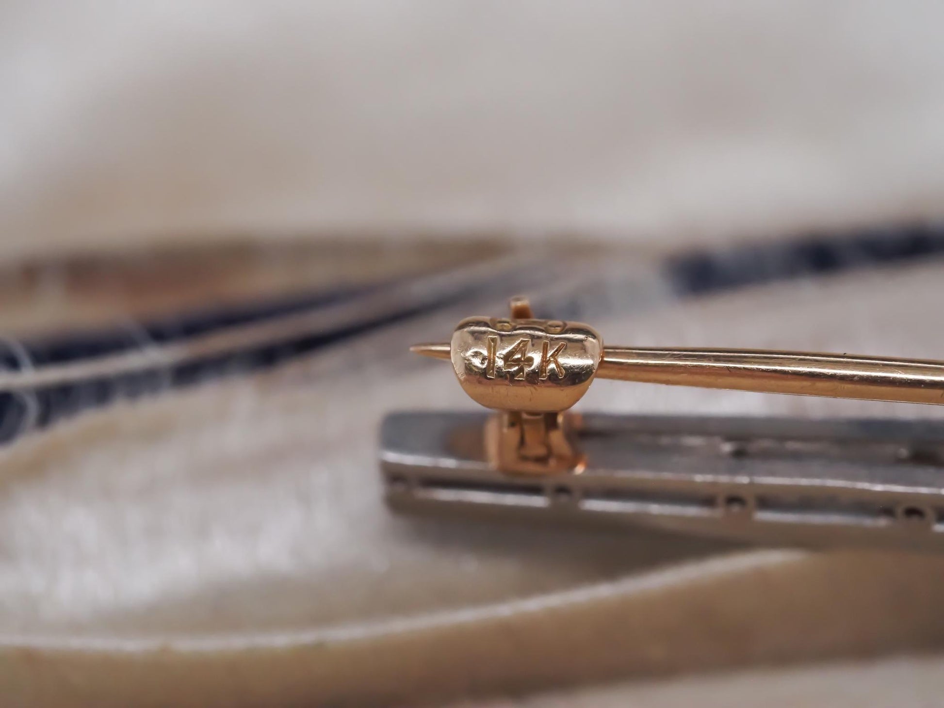 Estate Art Deco Platinum Onyx and Old Mine Diamond Brooch - VHK#540a