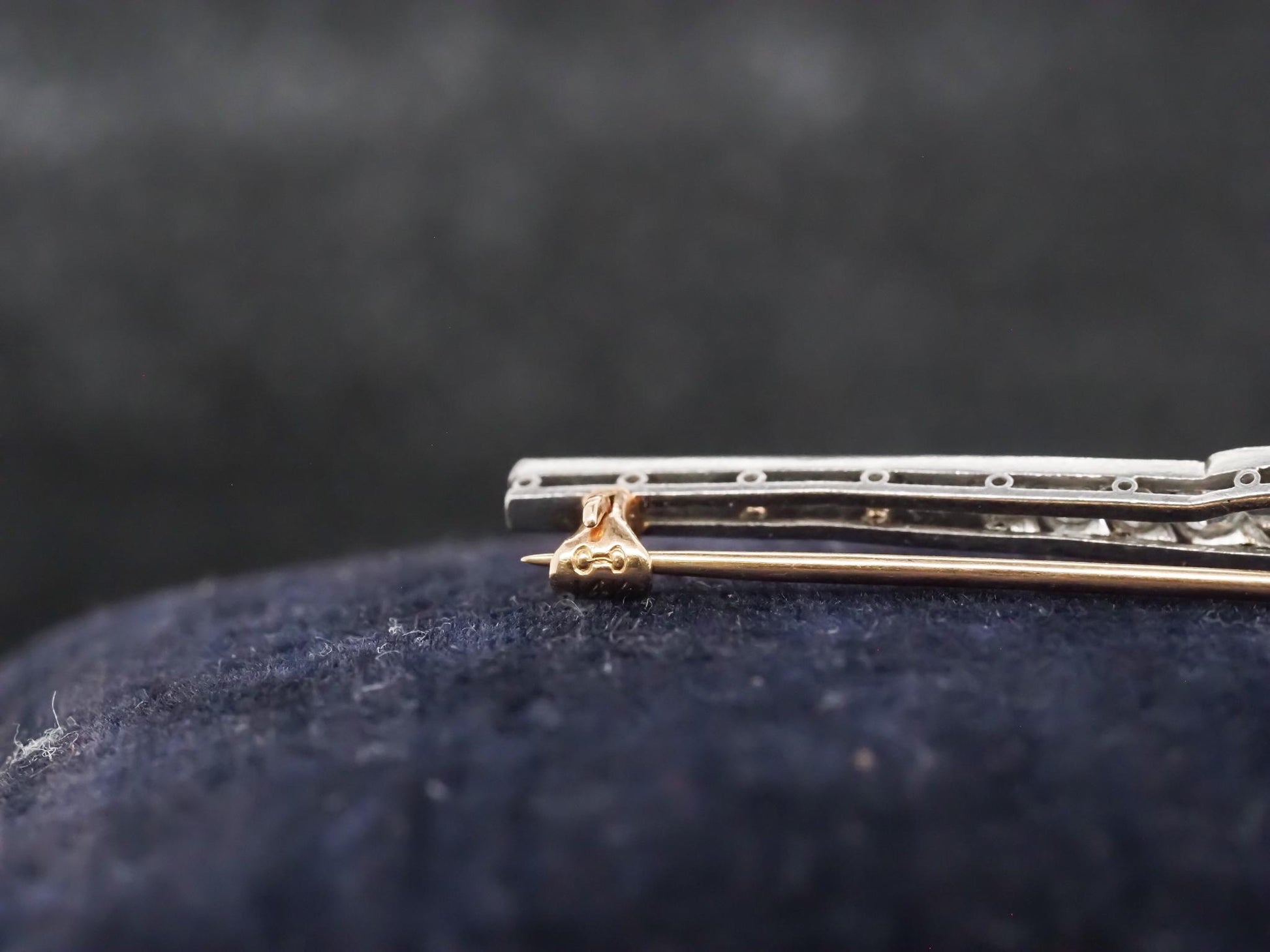 Estate Art Deco Platinum Onyx and Old Mine Diamond Brooch - VHK#540a