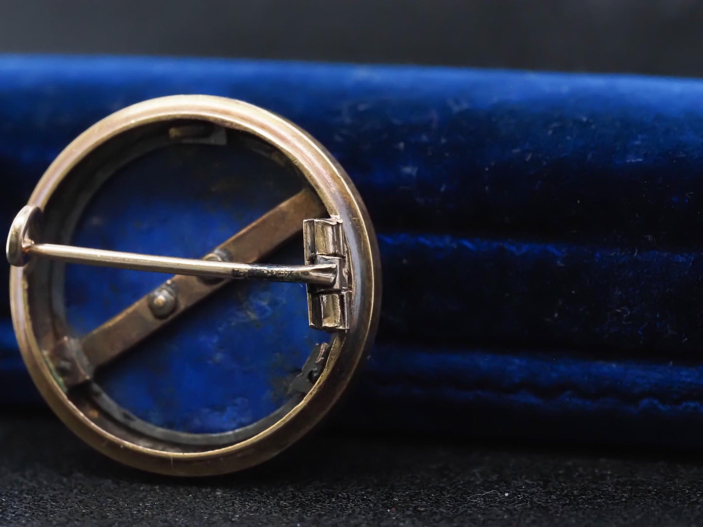 Estate Victorian 18K Gold Rose Cut Diamond A & G initials on Lapis Brooch -