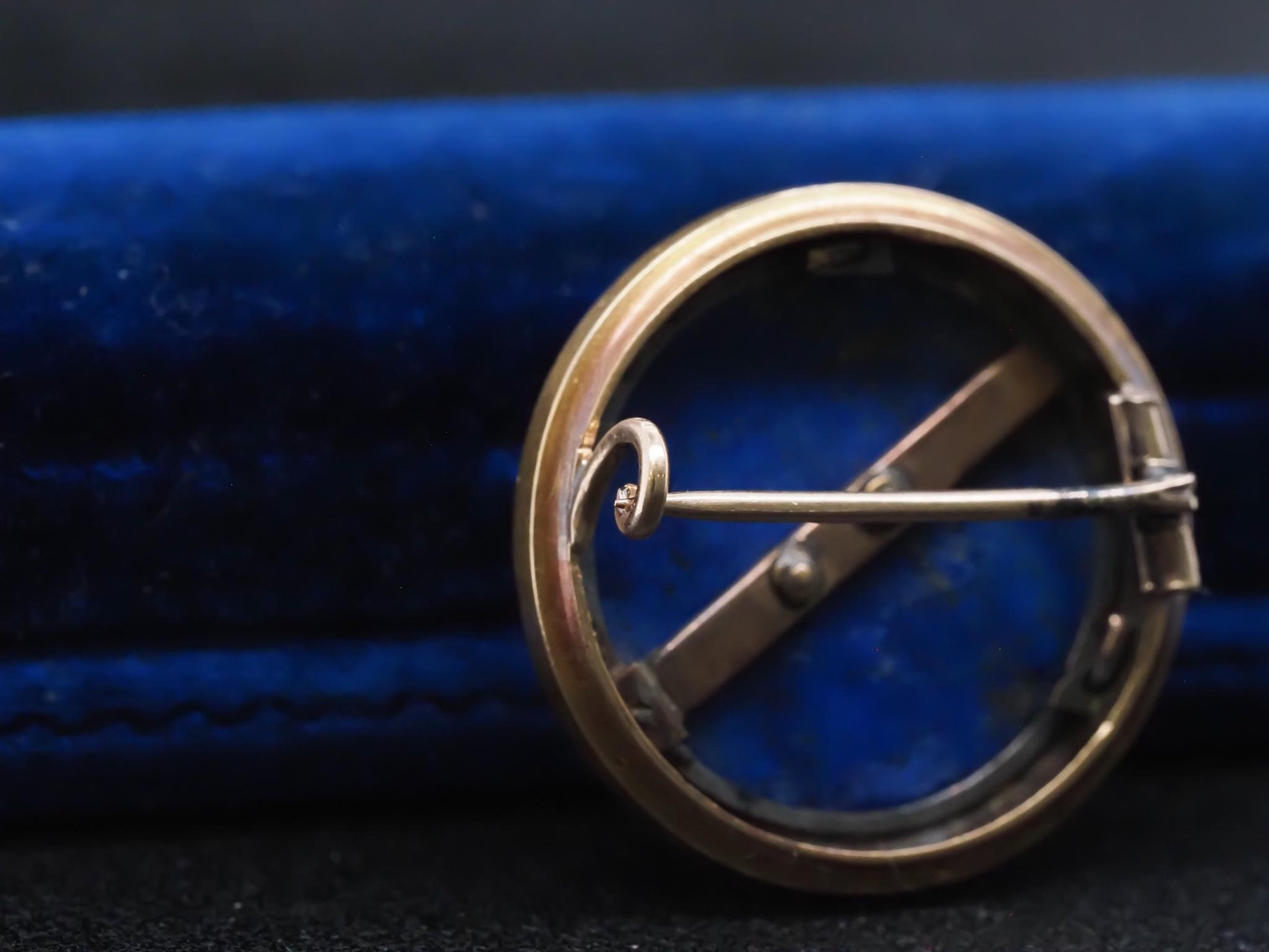 Estate Victorian 18K Gold Rose Cut Diamond A & G initials on Lapis Brooch -