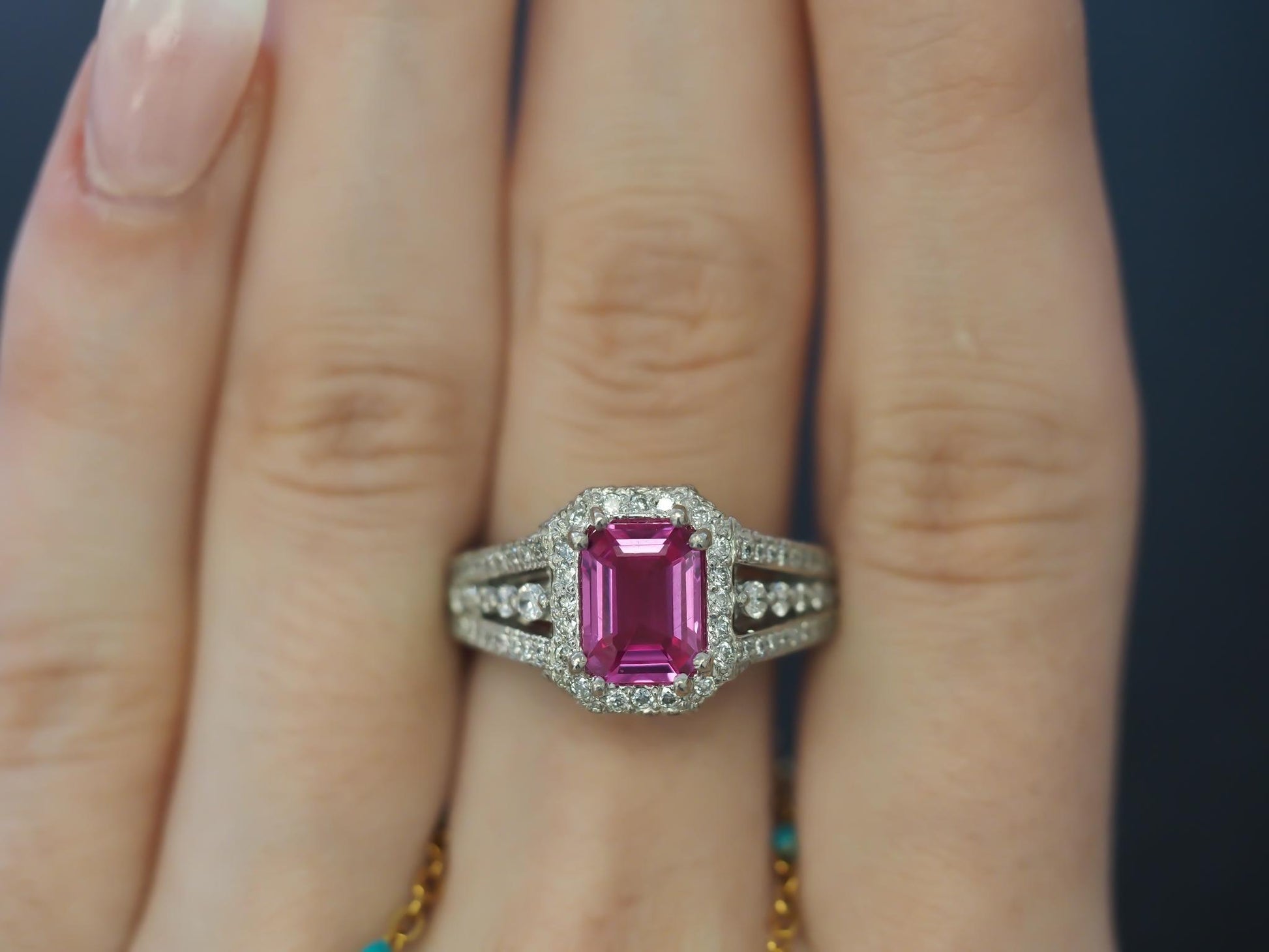 Estate Platinum 2.08ct Intense Pink Sapphire and Diamond Ring - VHK#550a