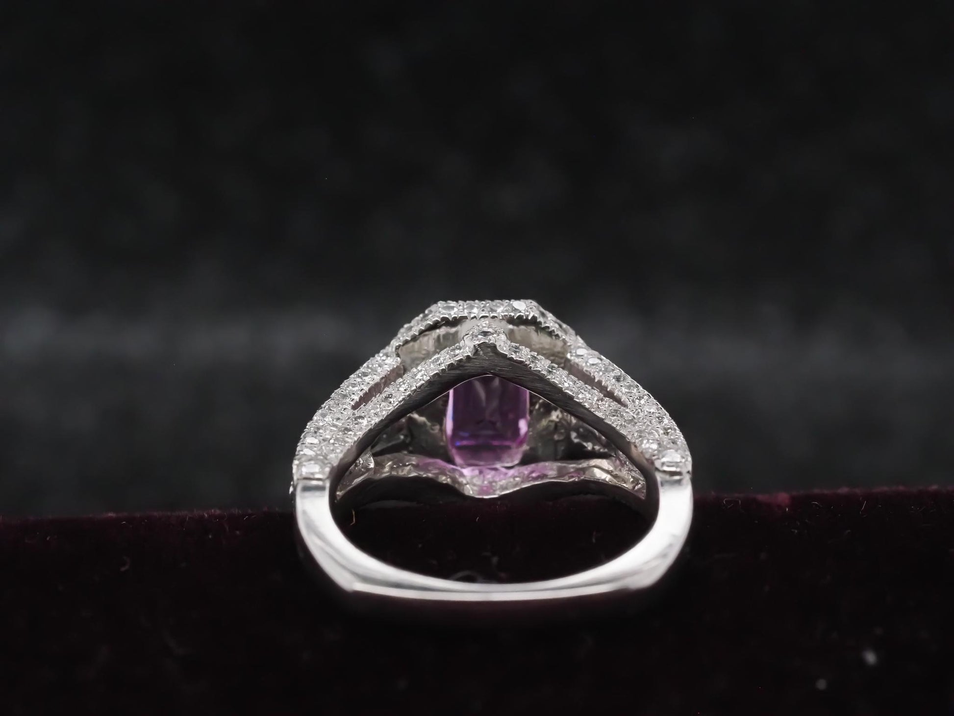 Estate Platinum 2.08ct Intense Pink Sapphire and Diamond Ring - VHK#550a