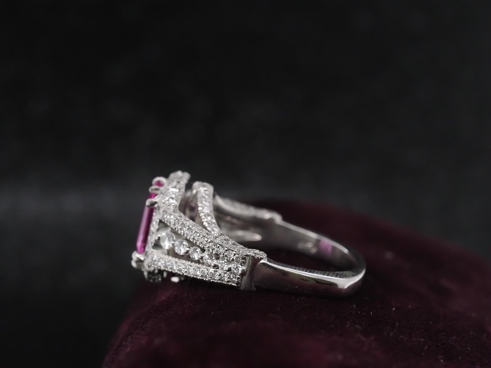 Estate Platinum 2.08ct Intense Pink Sapphire and Diamond Ring - VHK#550a