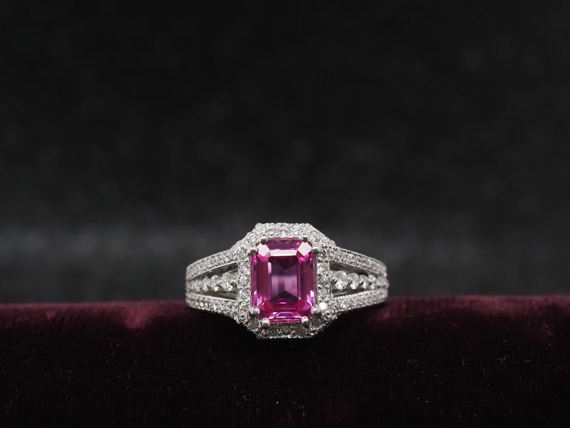 Estate Platinum 2.08ct Intense Pink Sapphire and Diamond Ring - VHK#550a