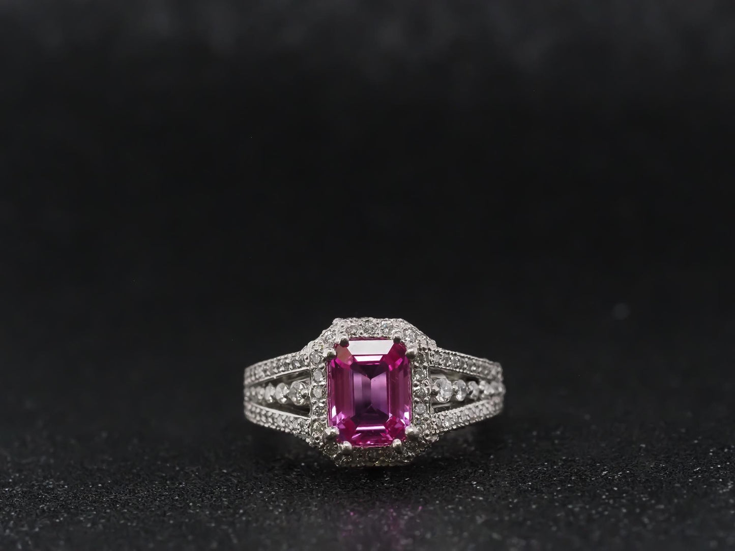 Estate Platinum 2.08ct Intense Pink Sapphire and Diamond Ring - VHK#550a