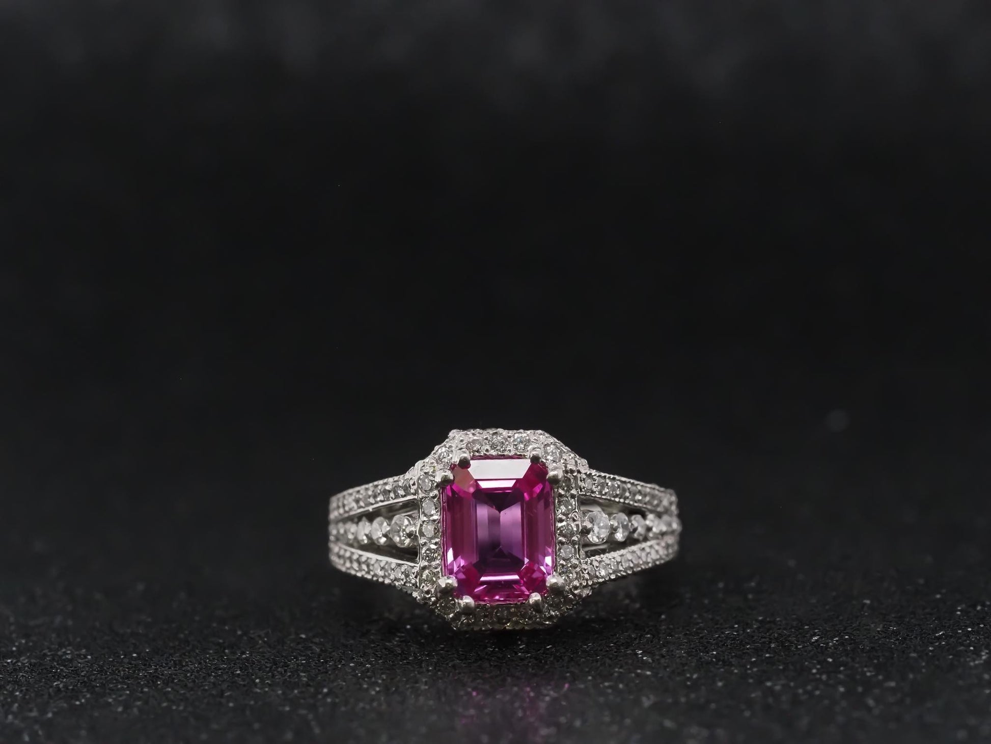 Estate Platinum 2.08ct Intense Pink Sapphire and Diamond Ring - VHK#550a