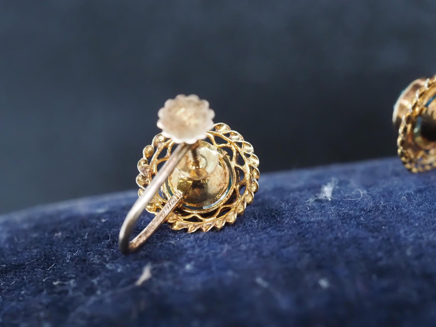 Estate Edwardian 14K Yellow Gold Blue Zircon Earrings - VHK#635a