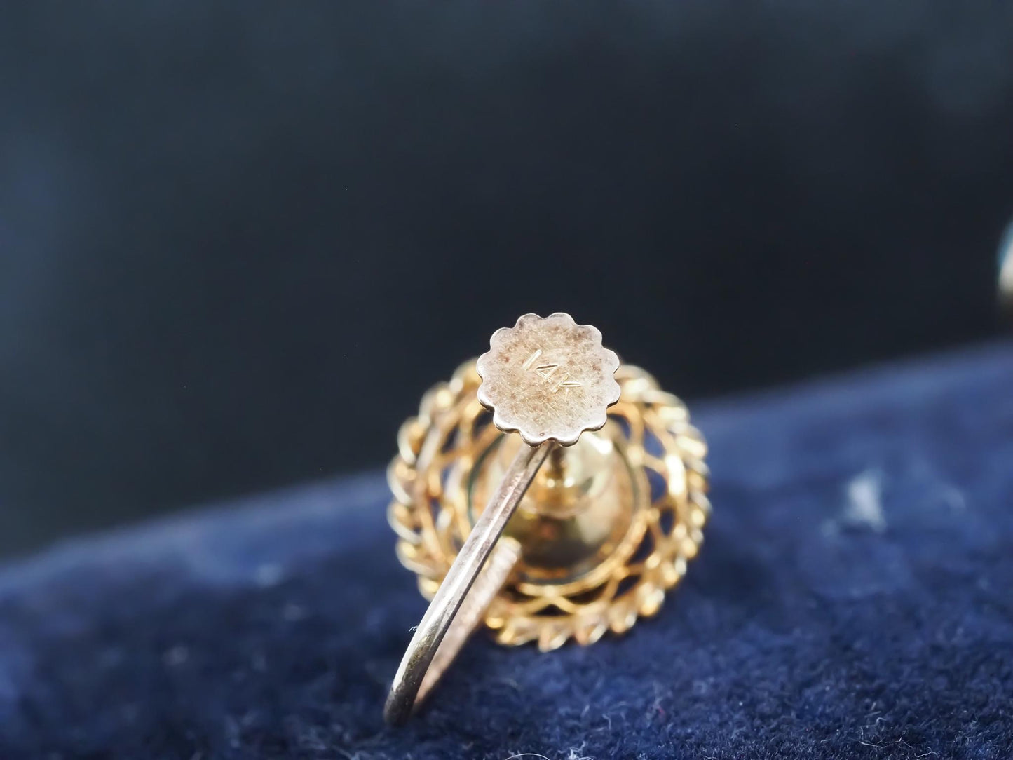 Estate Edwardian 14K Yellow Gold Blue Zircon Earrings - VHK#635a