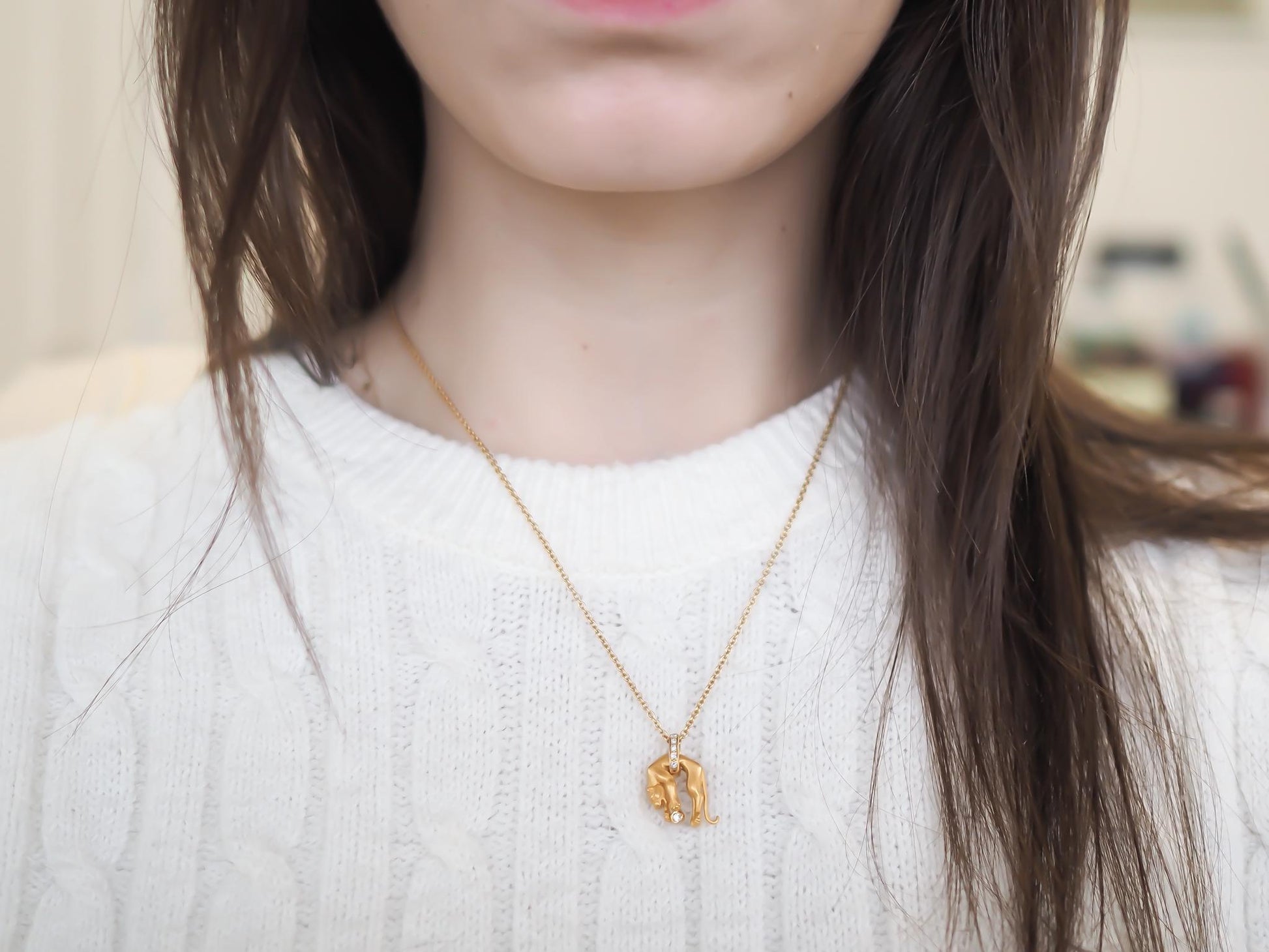 Carrera y Carrera 18K Yellow Gold Diamond Panther Pendant and Necklace - VHK#336