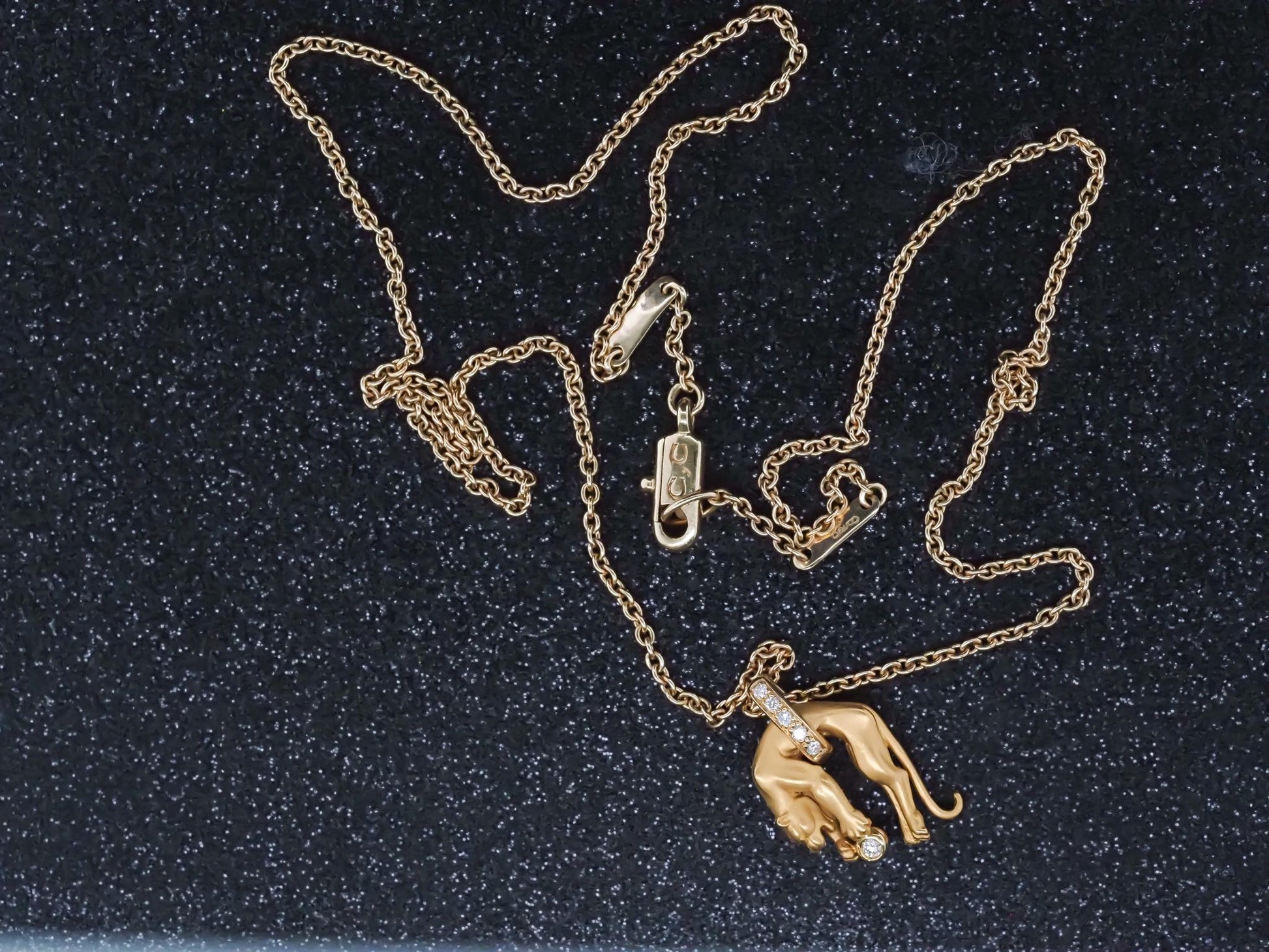 Carrera y Carrera 18K Yellow Gold Diamond Panther Pendant and Necklace - VHK#336