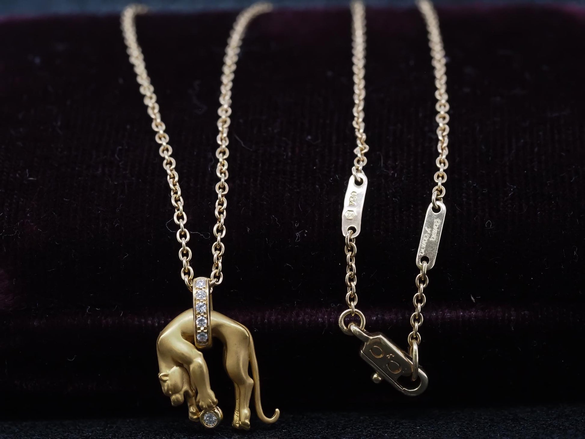 Carrera y Carrera 18K Yellow Gold Diamond Panther Pendant and Necklace - VHK#336