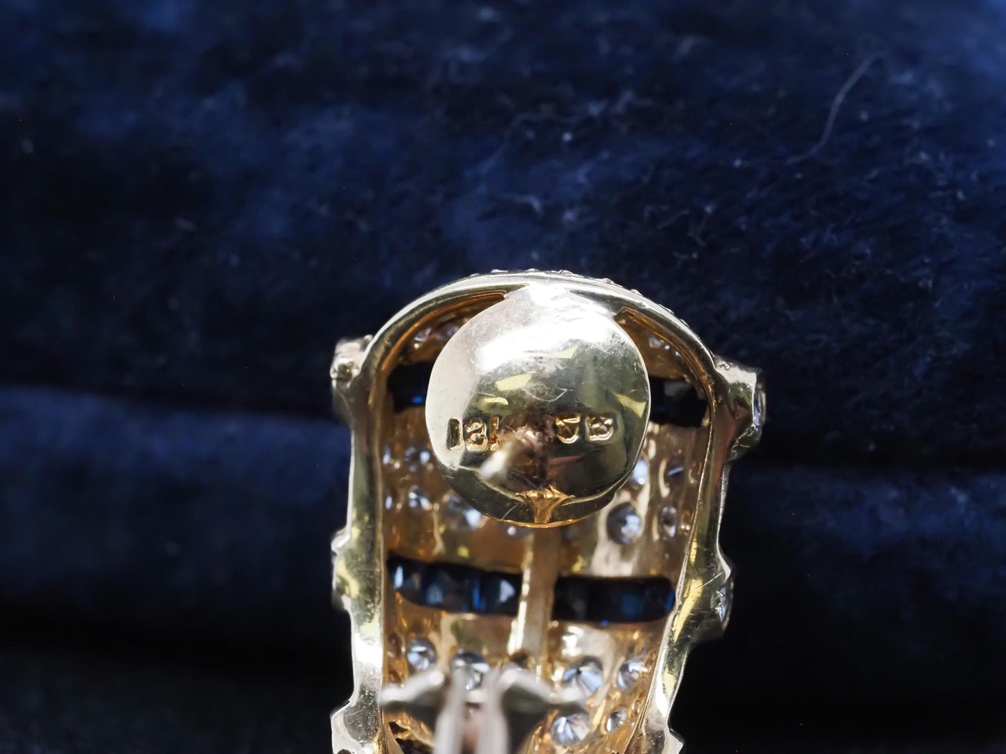 Estate 18K Yellow Gold Sapphire and Diamond Earrings - VHK#671